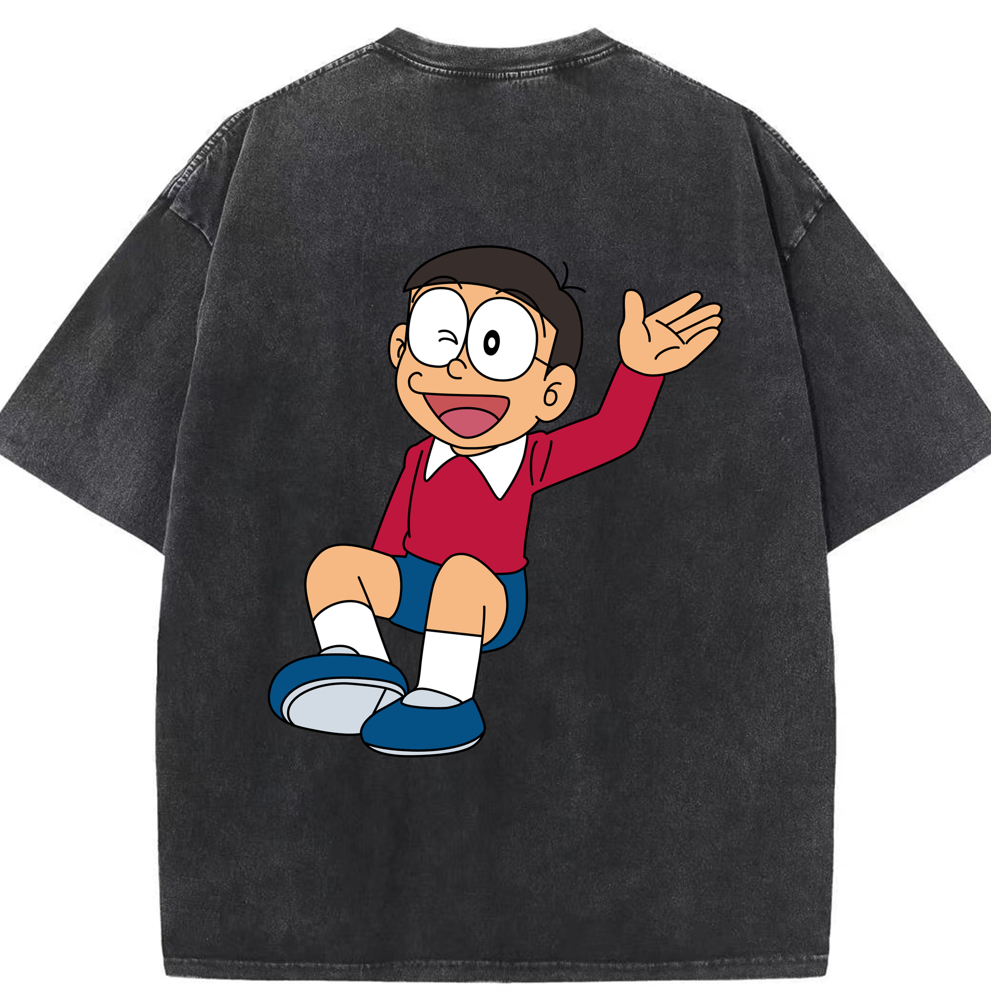 （画像用） ドラえもん 野比 のび太 Doraemon Nobita Nobi 綿100% ヴィンテージ風 半袖Tシャツ（背面プリント）