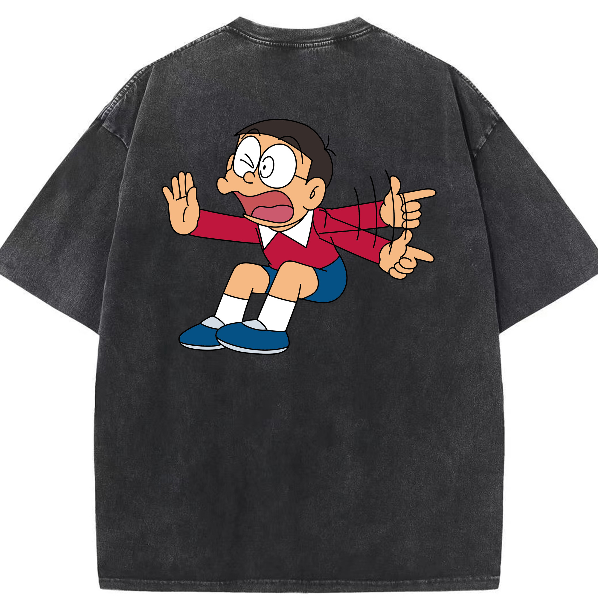 （画像用） ドラえもん 野比 のび太 Doraemon Nobita Nobi 綿100% ヴィンテージ風 半袖Tシャツ（背面プリント）