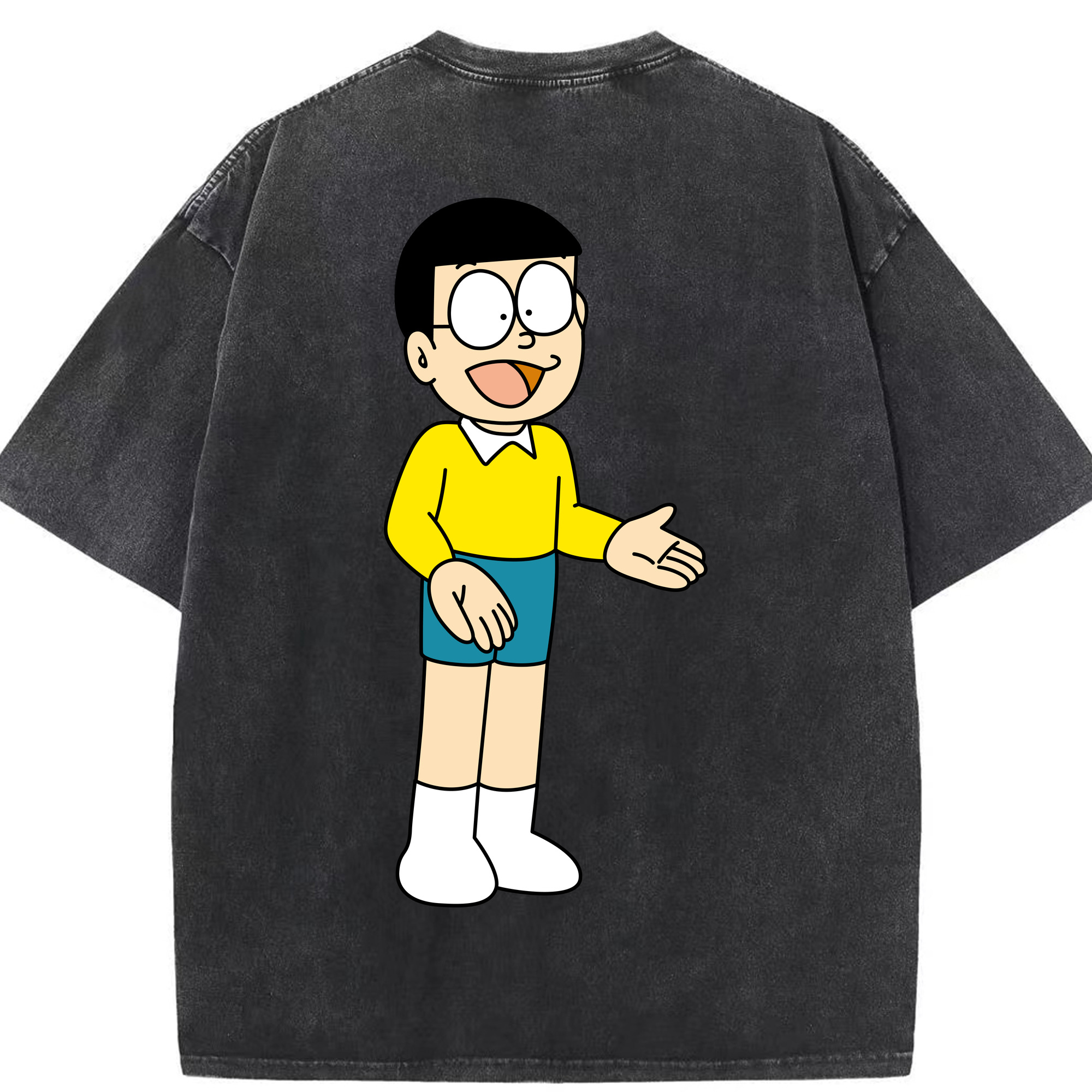 （画像用） ドラえもん 野比 のび太 Doraemon Nobita Nobi 綿100% ヴィンテージ風 半袖Tシャツ（背面プリント）