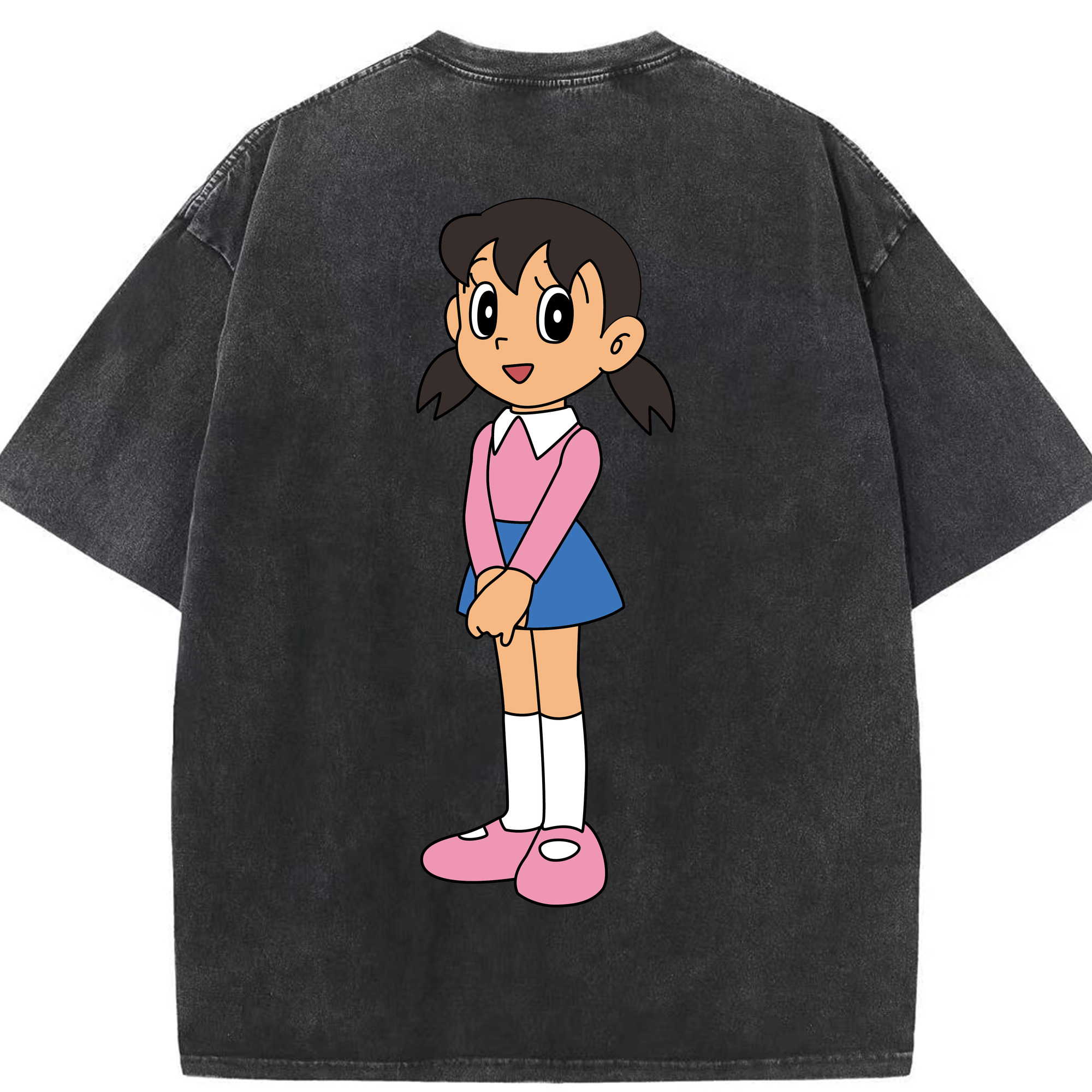 （画像用） ドラえもん みなもと しずか Doraemon Shizuka Minamoto 綿100% ヴィンテージ風 半袖Tシャツ（背面プリント）