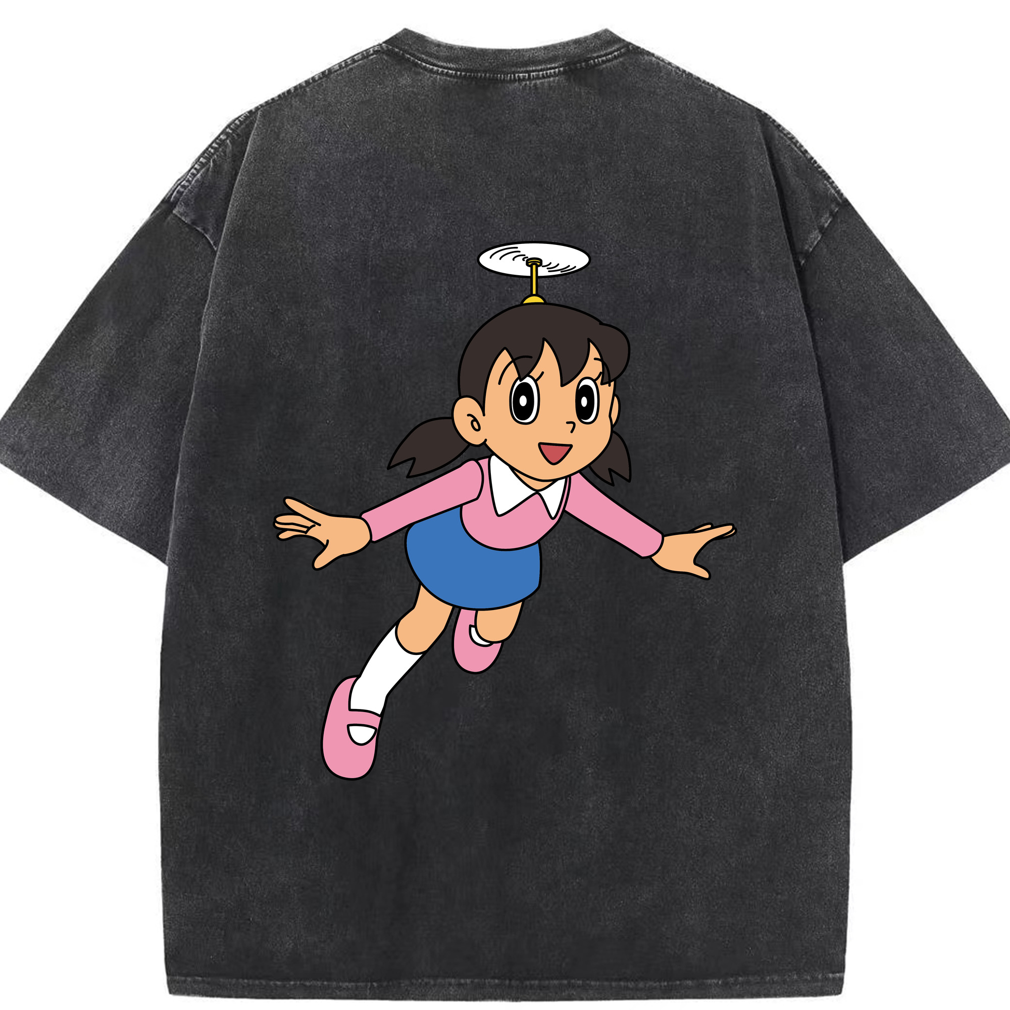 （画像用） ドラえもん みなもと しずか Doraemon Shizuka Minamoto 綿100% ヴィンテージ風 半袖Tシャツ（背面プリント）