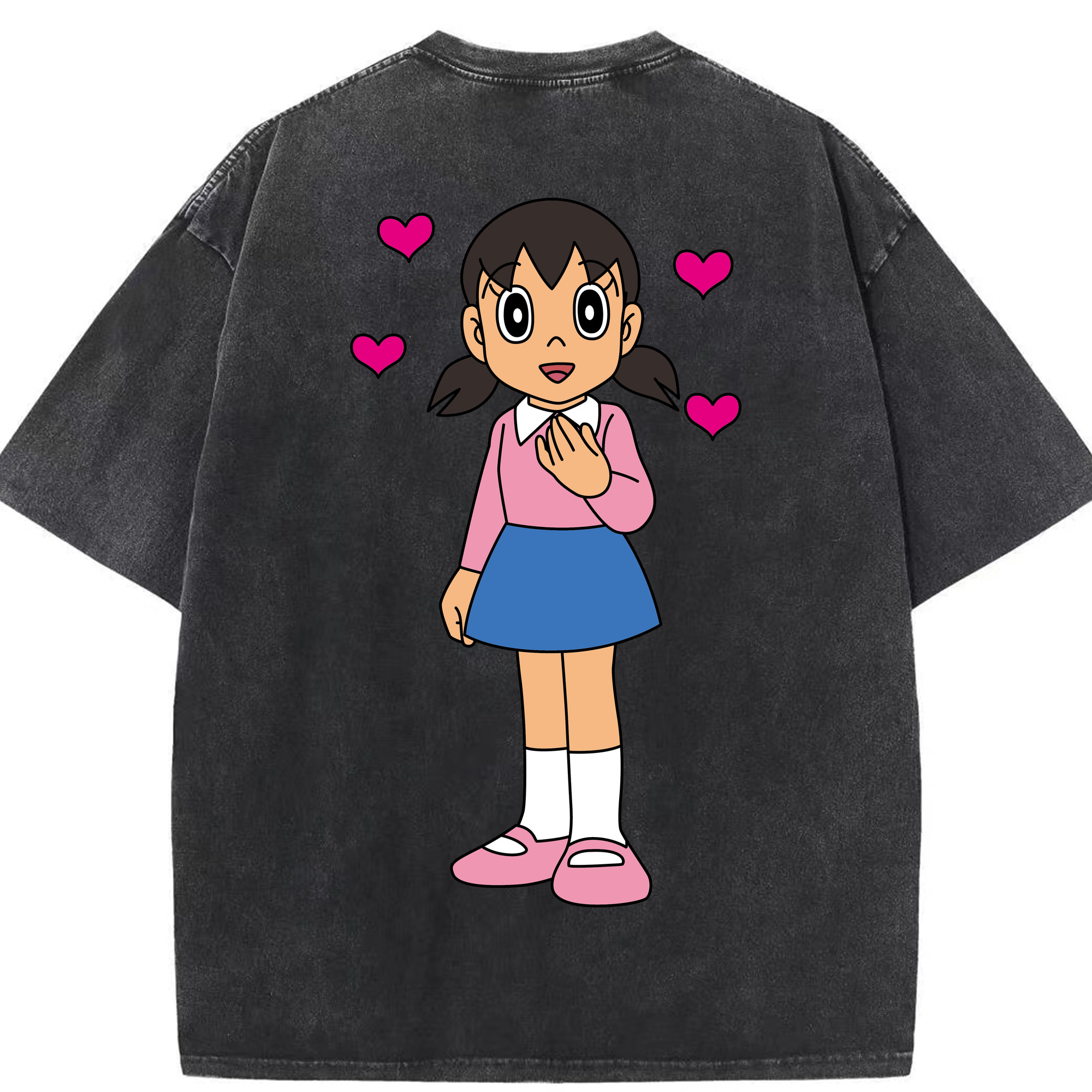 （画像用） ドラえもん みなもと しずか Doraemon Shizuka Minamoto 綿100% ヴィンテージ風 半袖Tシャツ（背面プリント）