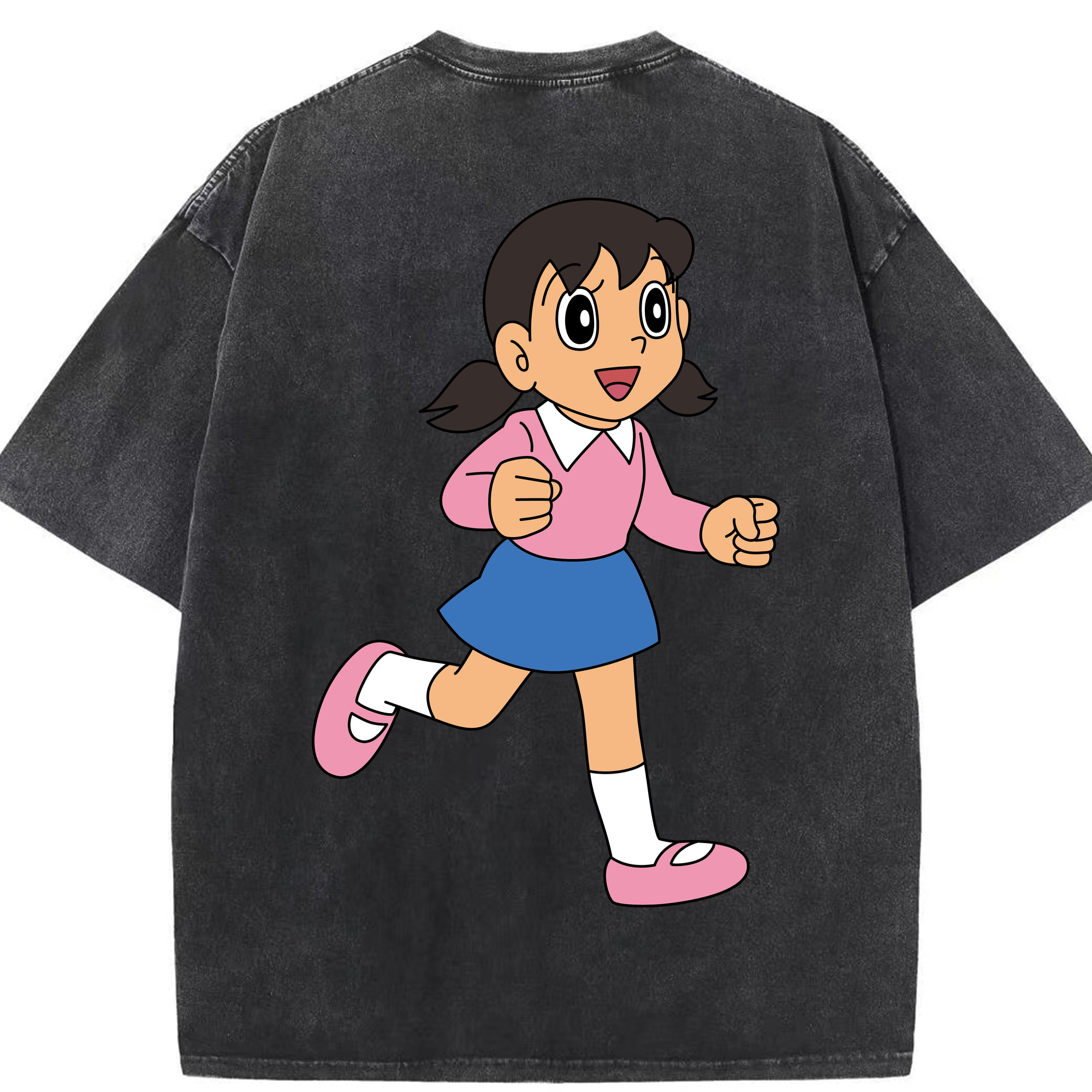 （画像用） ドラえもん みなもと しずか Doraemon Shizuka Minamoto 綿100% ヴィンテージ風 半袖Tシャツ（背面プリント）