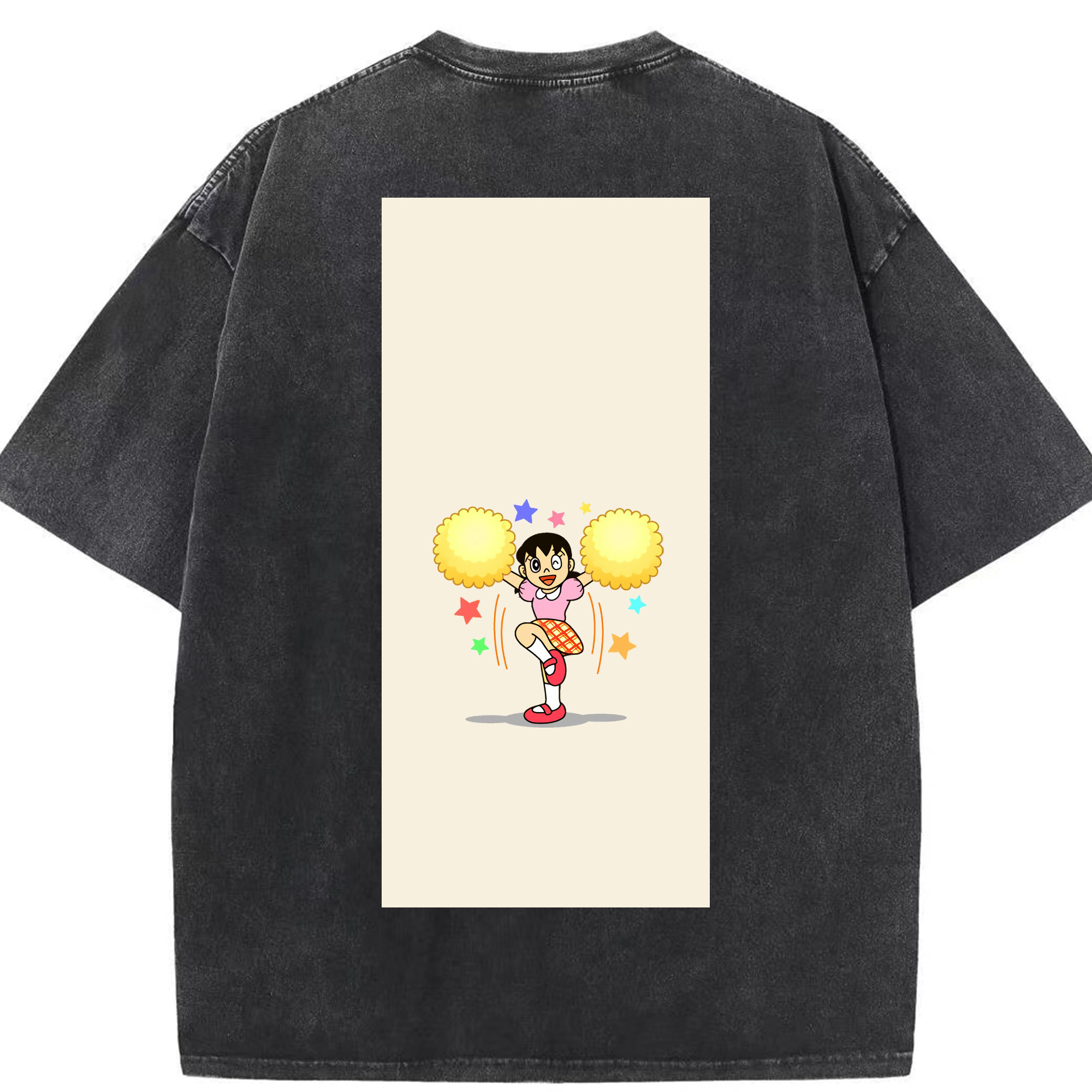 （画像用） ドラえもん みなもと しずか Doraemon Shizuka Minamoto 綿100% ヴィンテージ風 半袖Tシャツ（背面プリント）