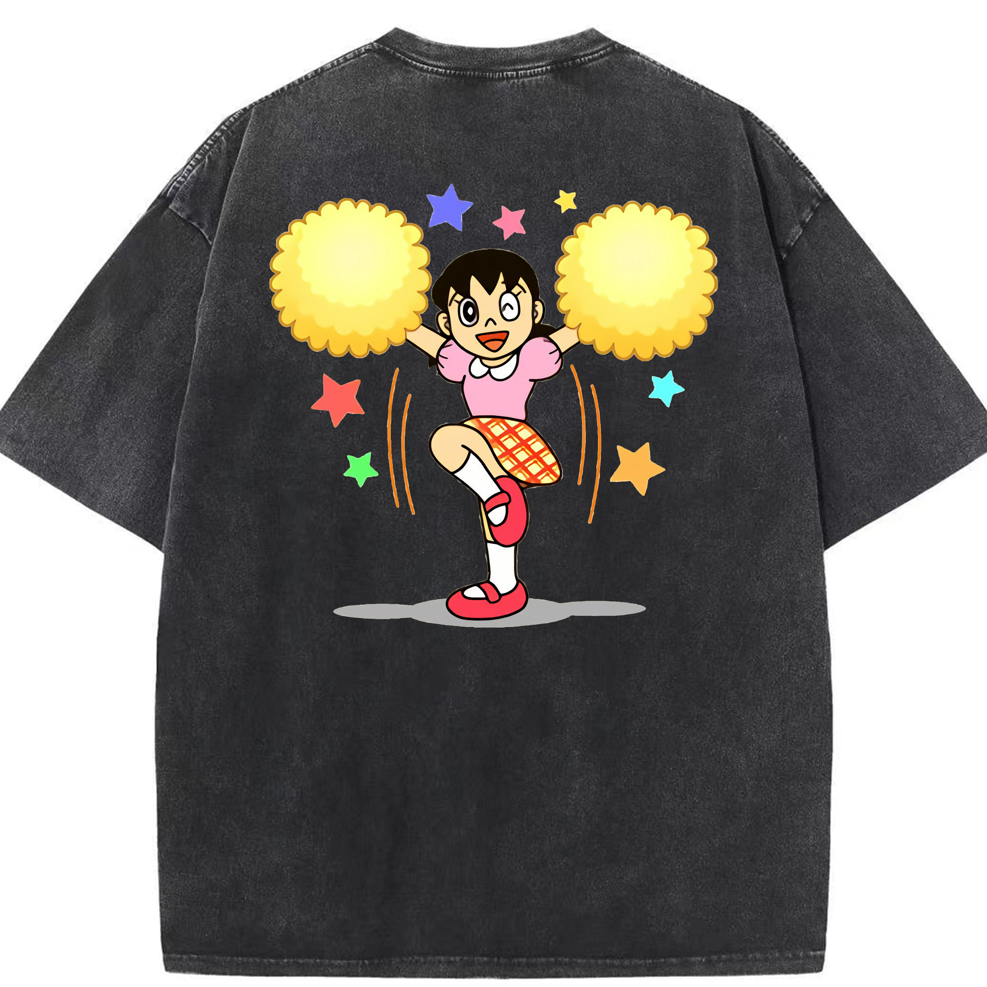 （画像用） ドラえもん みなもと しずか Doraemon Shizuka Minamoto 綿100% ヴィンテージ風 半袖Tシャツ（背面プリント）