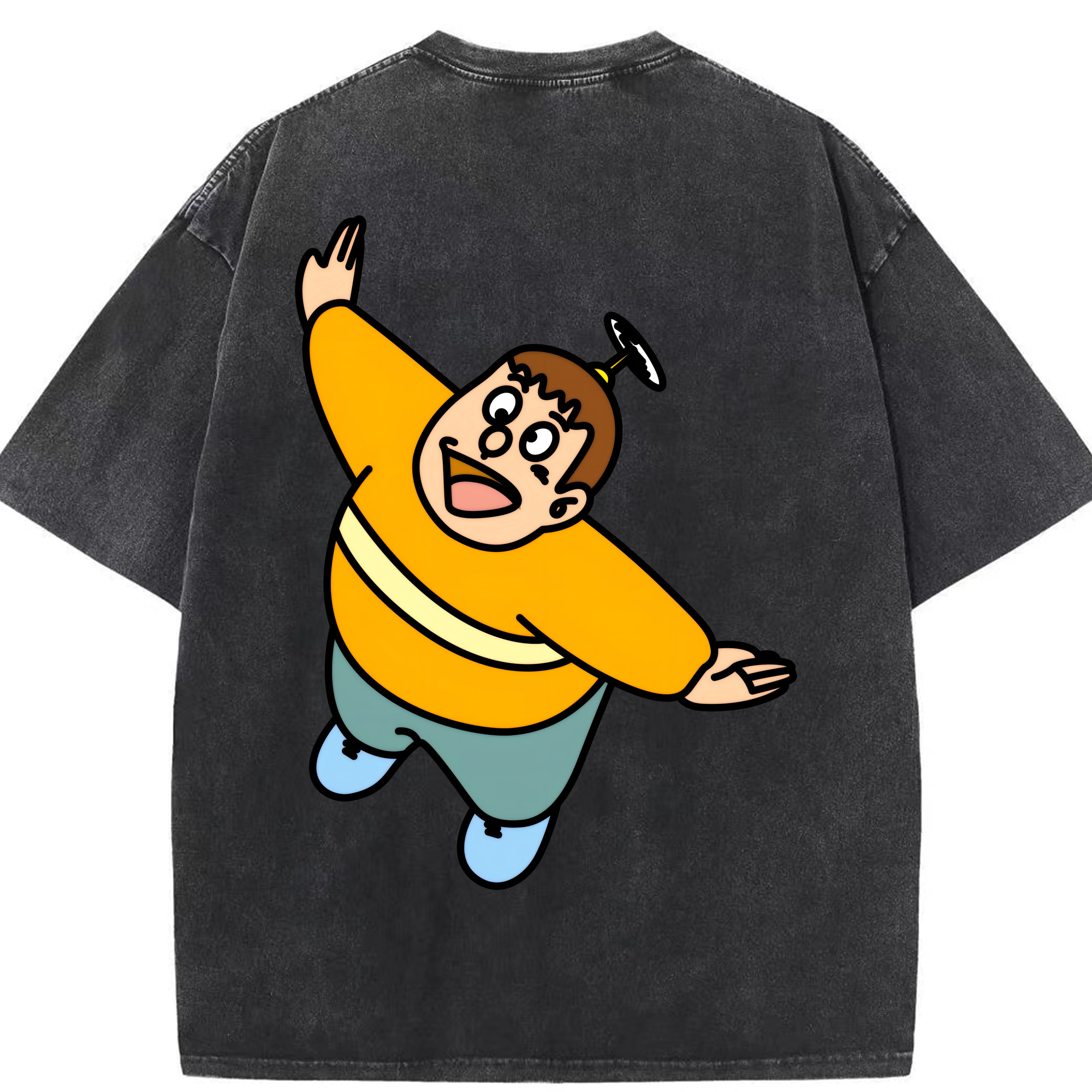 （画像用） ドラえもん 剛田武 Doraemon Gouta Takeshi 綿100% ヴィンテージ風 半袖Tシャツ（背面プリント）