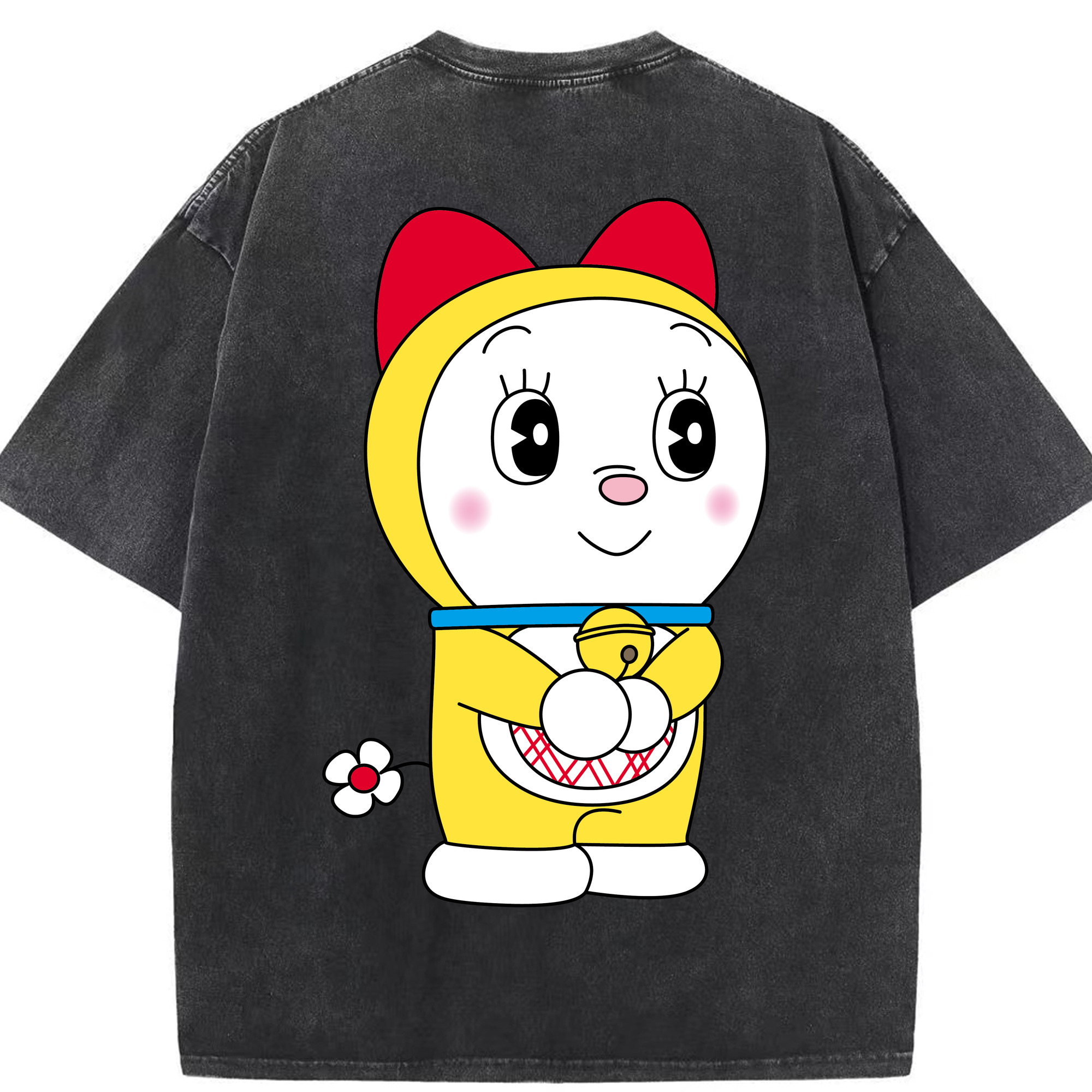 （画像用） ドラえもん ドラミ Doraemon Dorami 綿100% ヴィンテージ風 半袖Tシャツ（背面プリント）