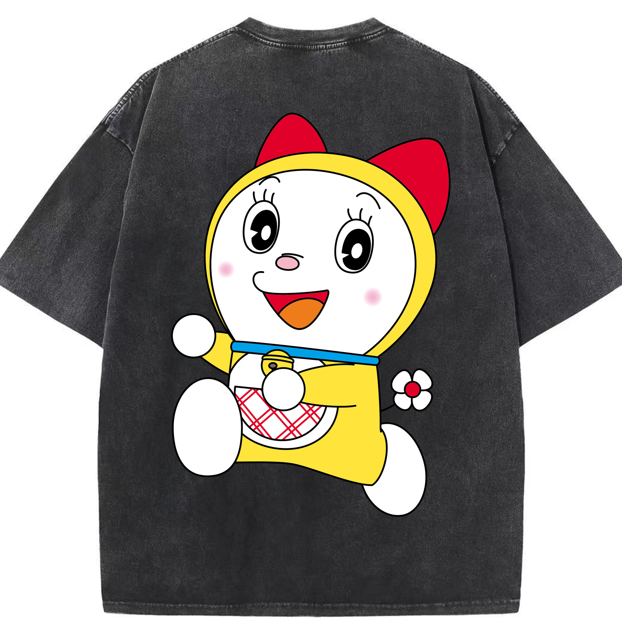 （画像用） ドラえもん ドラミ Doraemon Dorami 綿100% ヴィンテージ風 半袖Tシャツ（背面プリント）