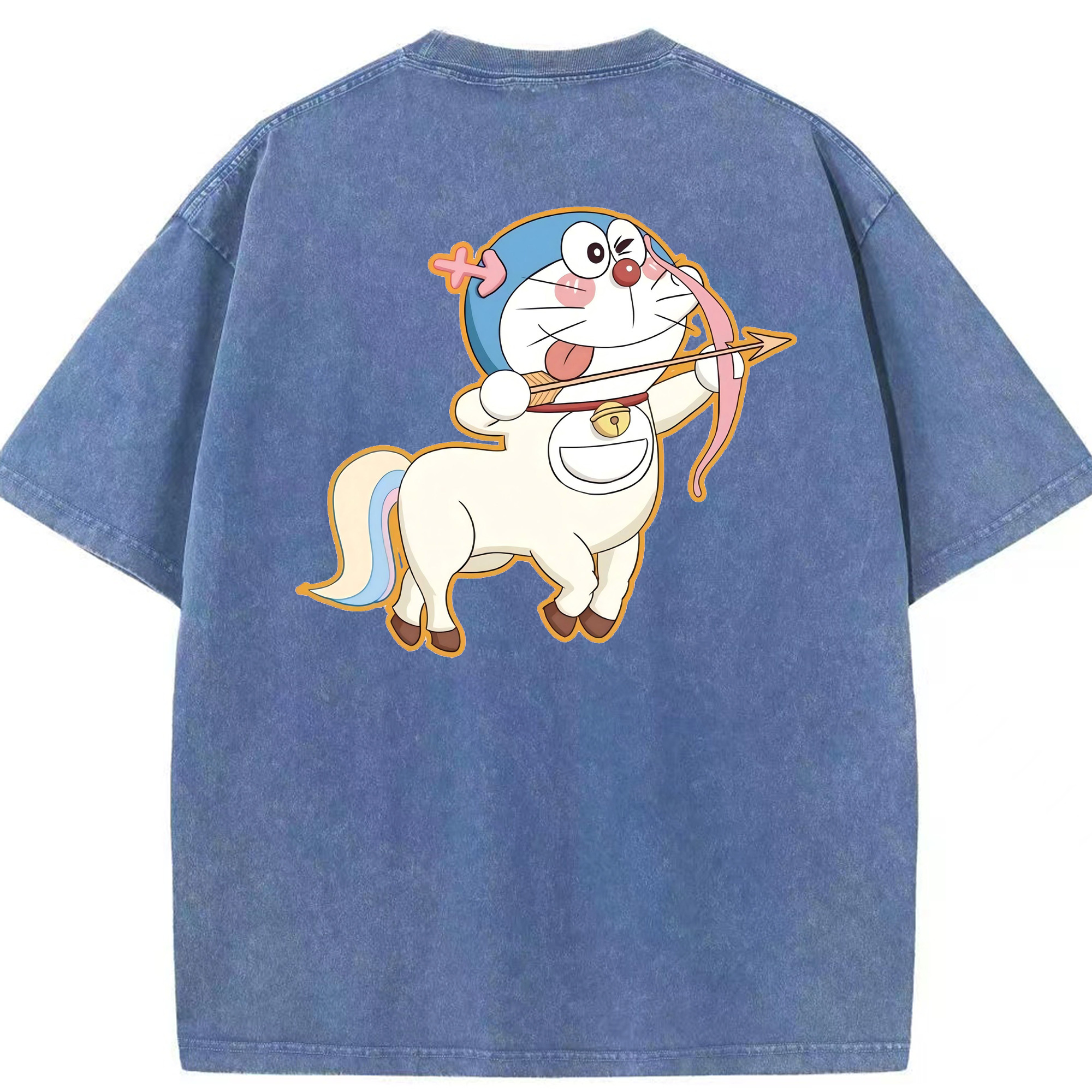 （画像用） ドラえもん Doraemon 綿100% ヴィンテージ風 半袖Tシャツ（背面プリント）