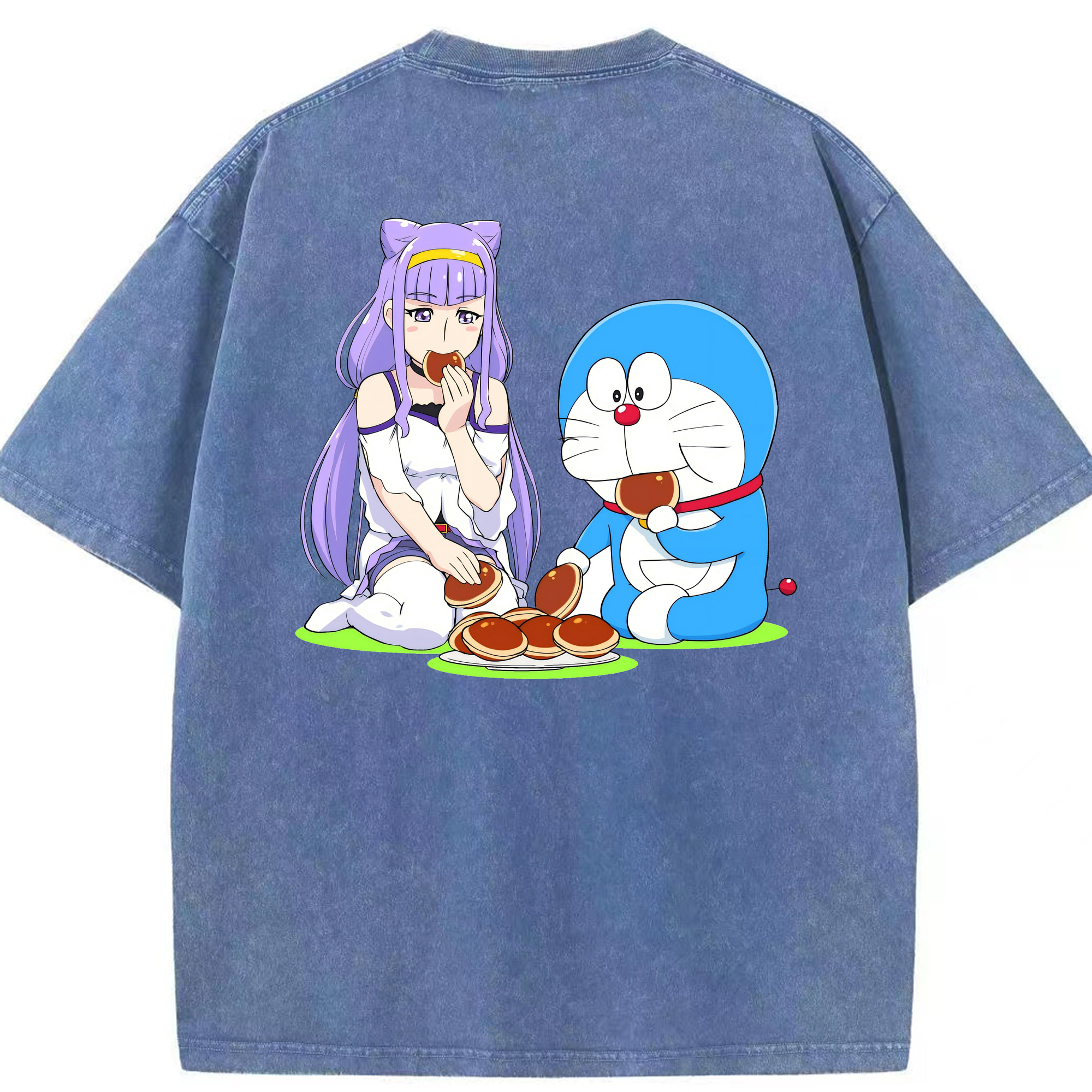 （画像用） ドラえもん Doraemon 綿100% ヴィンテージ風 半袖Tシャツ（背面プリント）