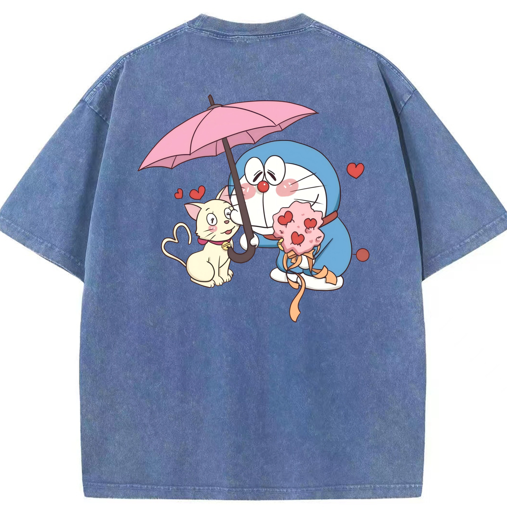 （画像用） ドラえもん Doraemon 綿100% ヴィンテージ風 半袖Tシャツ（背面プリント）