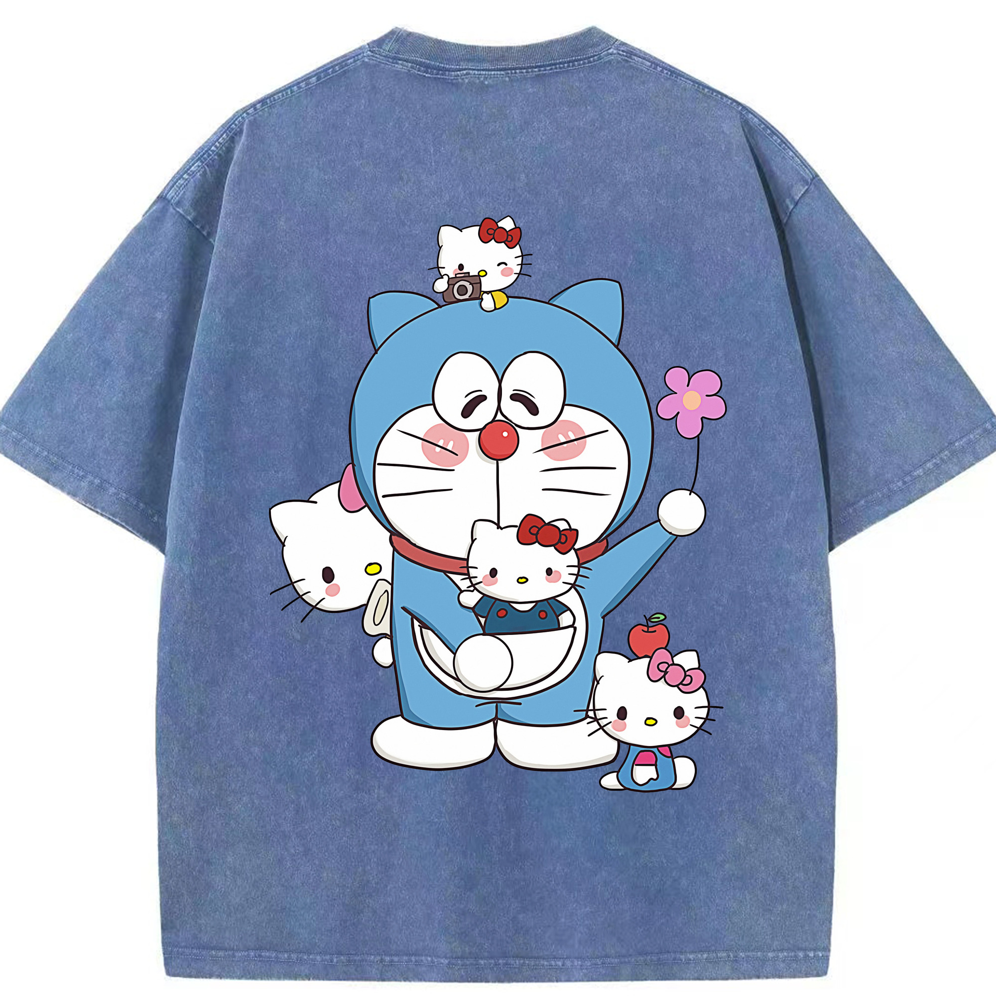 （画像用） ドラえもん Doraemon 綿100% ヴィンテージ風 半袖Tシャツ（背面プリント）