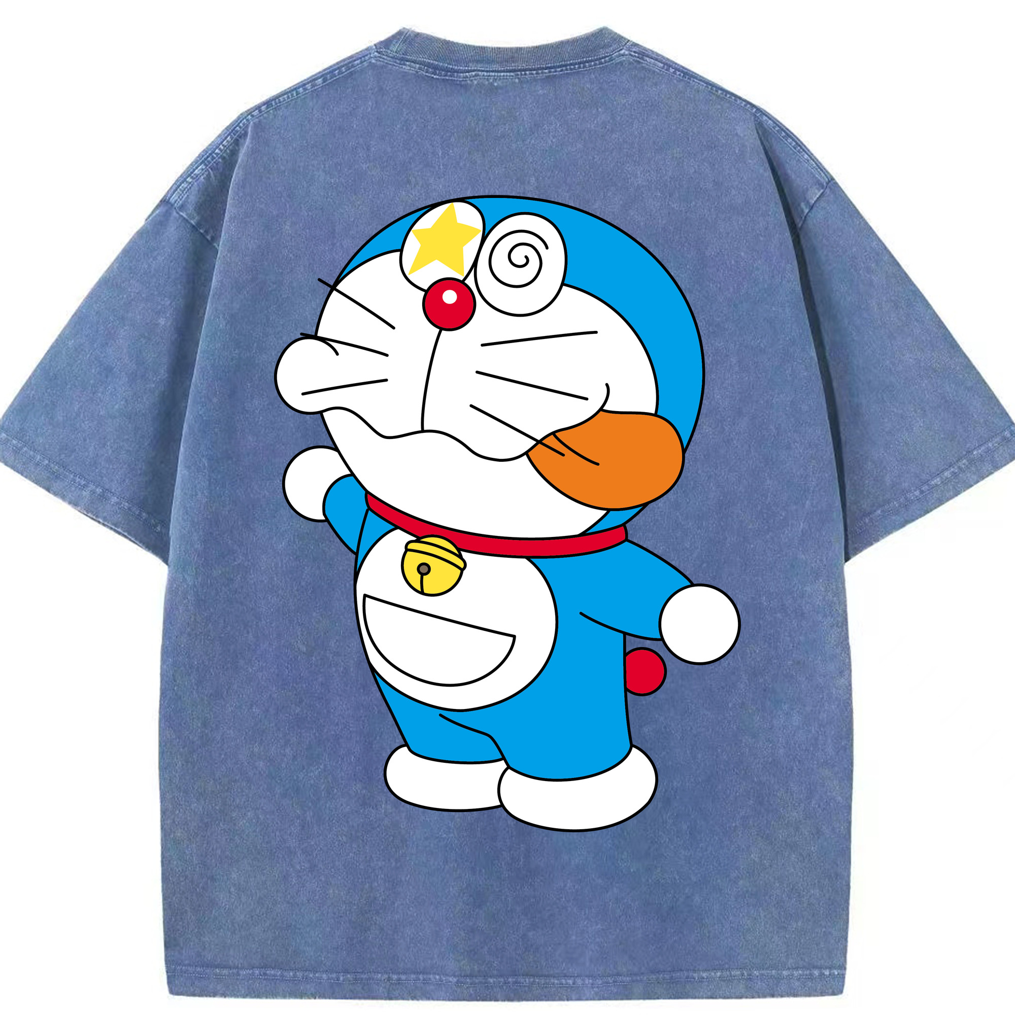 （画像用） ドラえもん Doraemon 綿100% ヴィンテージ風 半袖Tシャツ（背面プリント）