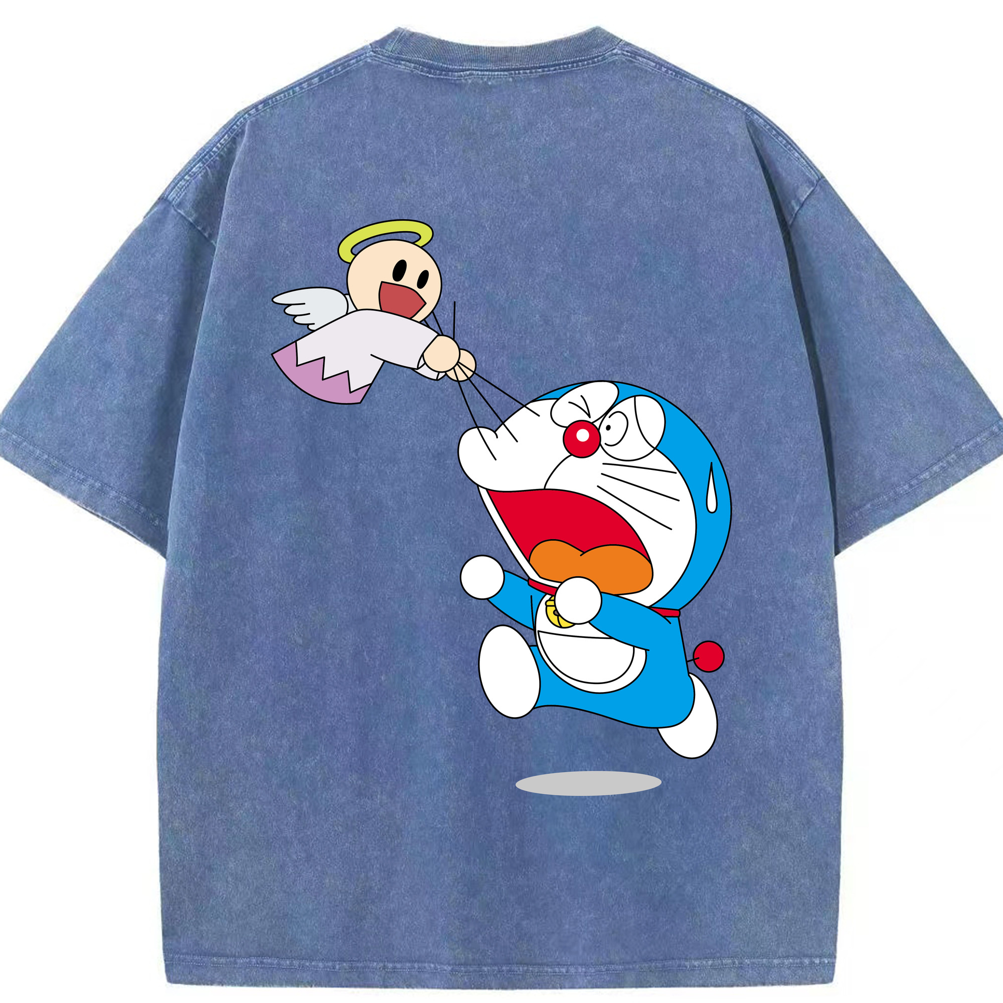 （画像用） ドラえもん Doraemon 綿100% ヴィンテージ風 半袖Tシャツ（背面プリント）