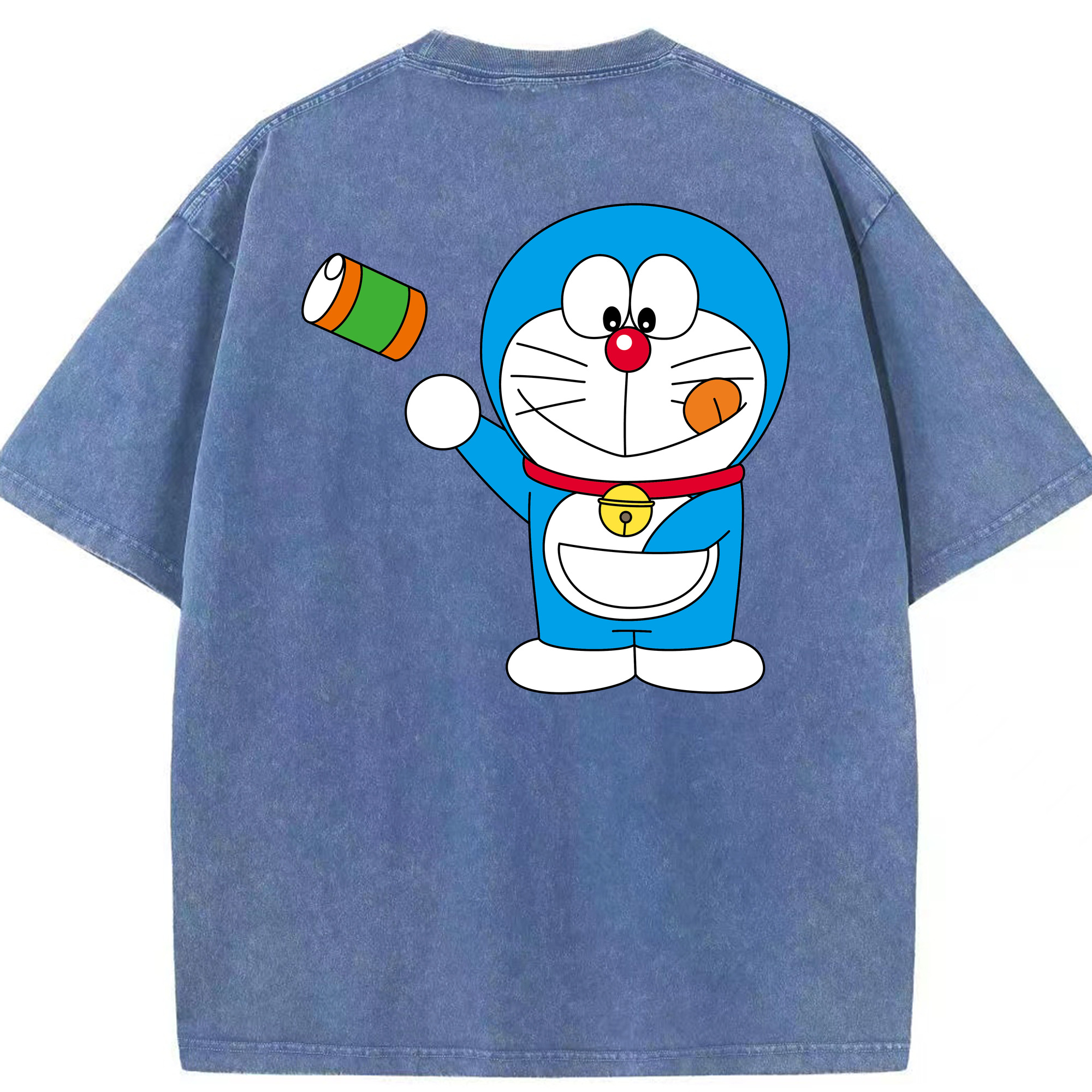 （画像用） ドラえもん Doraemon 綿100% ヴィンテージ風 半袖Tシャツ（背面プリント）