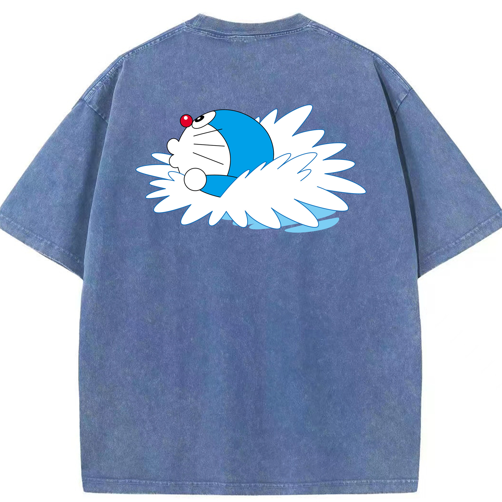 （画像用） ドラえもん Doraemon 綿100% ヴィンテージ風 半袖Tシャツ（背面プリント）