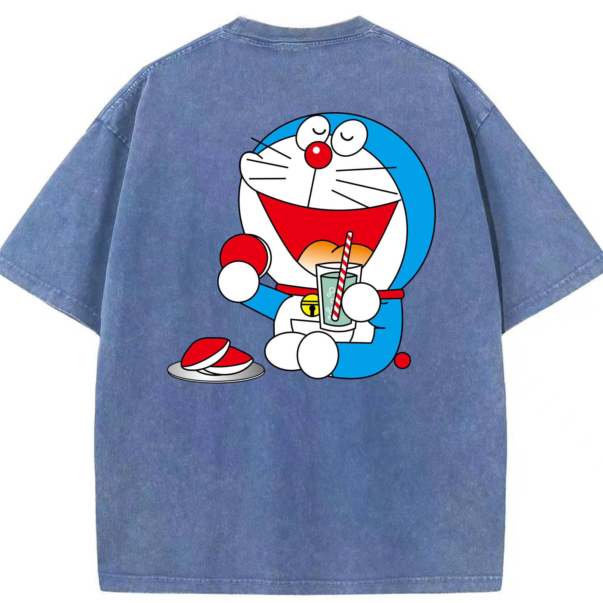 （画像用） ドラえもん Doraemon 綿100% ヴィンテージ風 半袖Tシャツ（背面プリント）