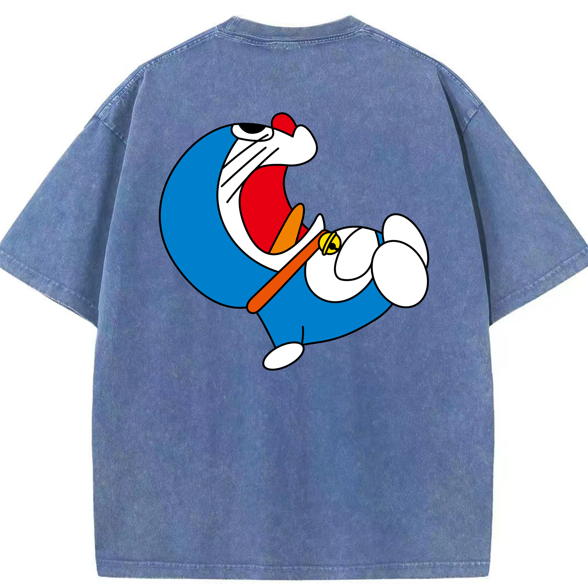 （画像用） ドラえもん Doraemon 綿100% ヴィンテージ風 半袖Tシャツ（背面プリント）