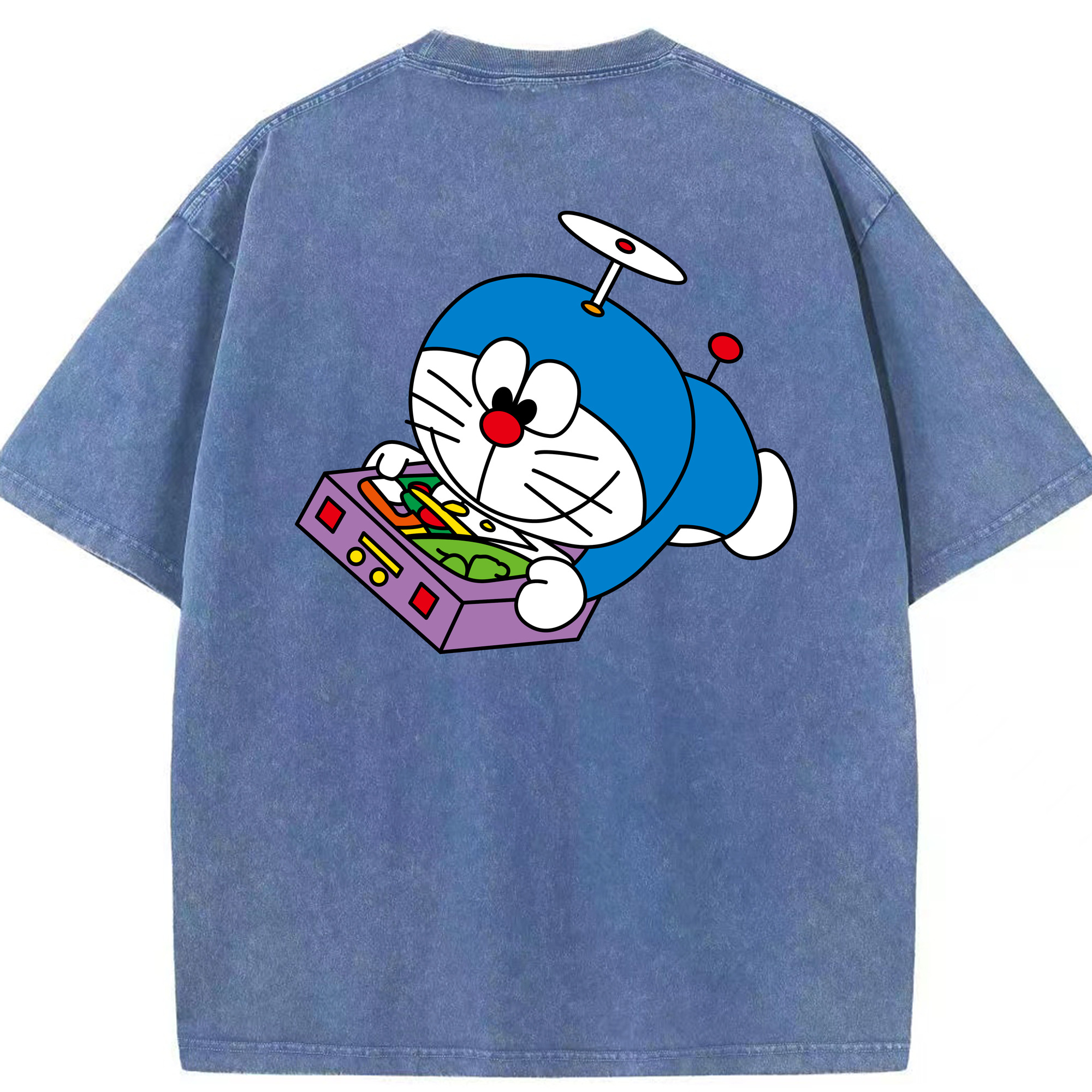 （画像用） ドラえもん Doraemon 綿100% ヴィンテージ風 半袖Tシャツ（背面プリント）