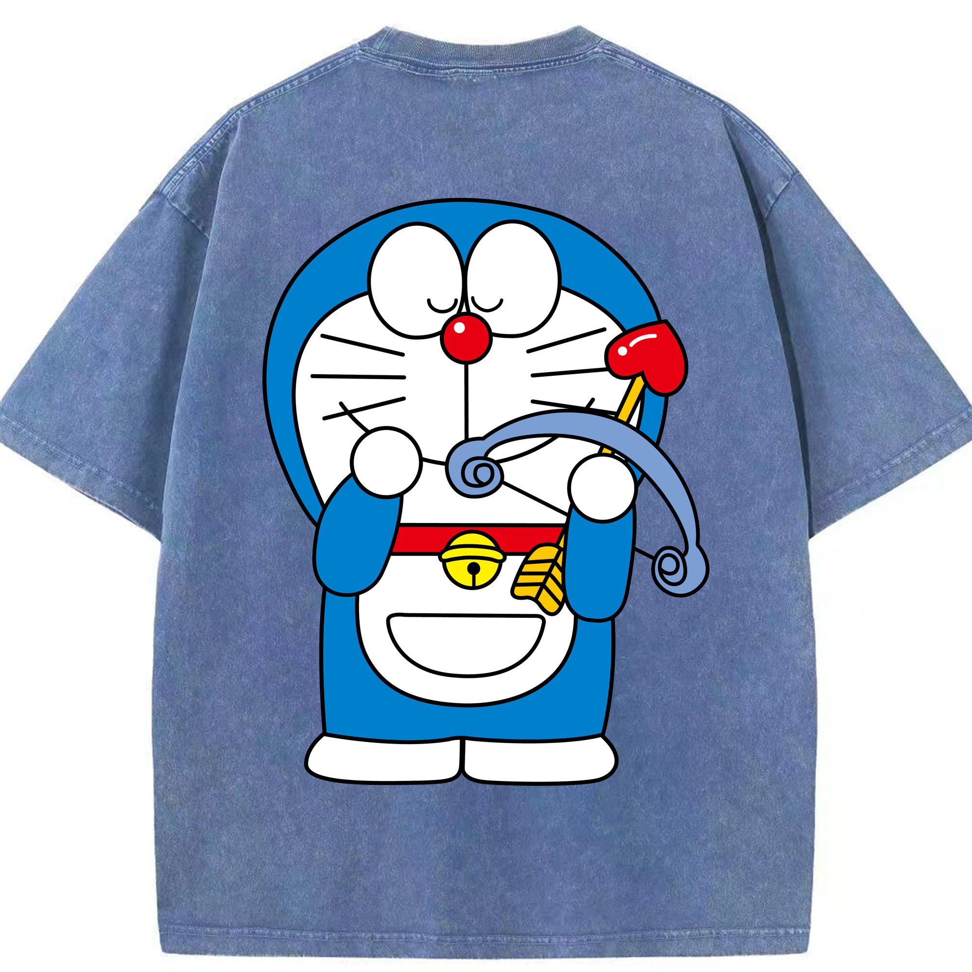 （画像用） ドラえもん Doraemon 綿100% ヴィンテージ風 半袖Tシャツ（背面プリント）