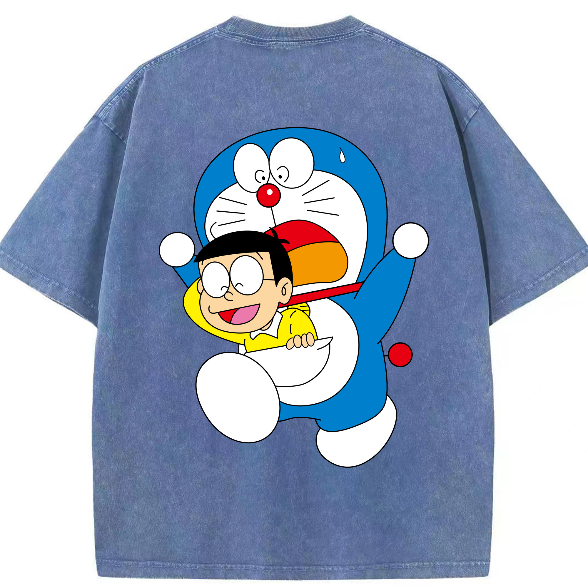 （画像用） ドラえもん Doraemon 綿100% ヴィンテージ風 半袖Tシャツ（背面プリント）