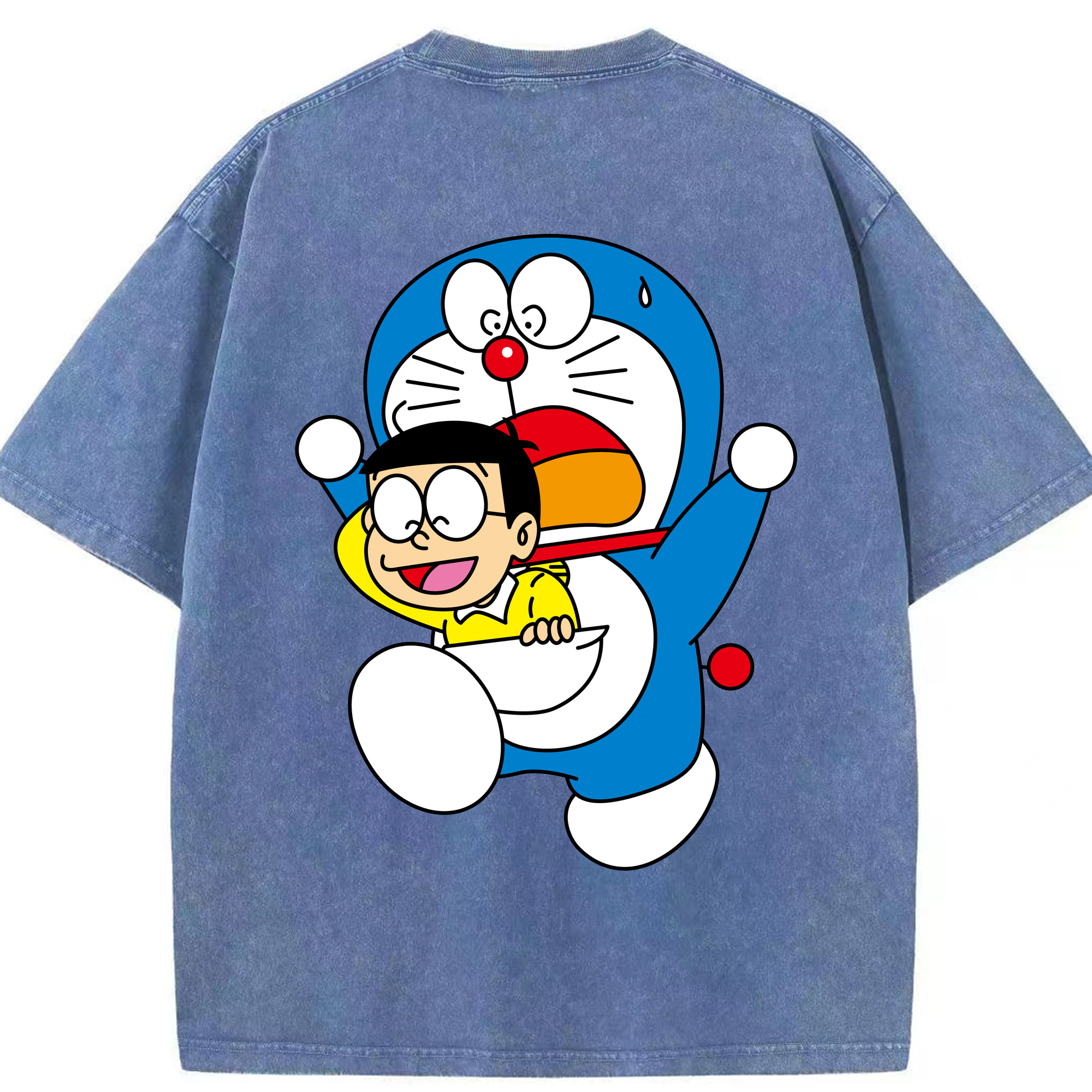 （画像用） ドラえもん Doraemon 綿100% ヴィンテージ風 半袖Tシャツ（背面プリント）