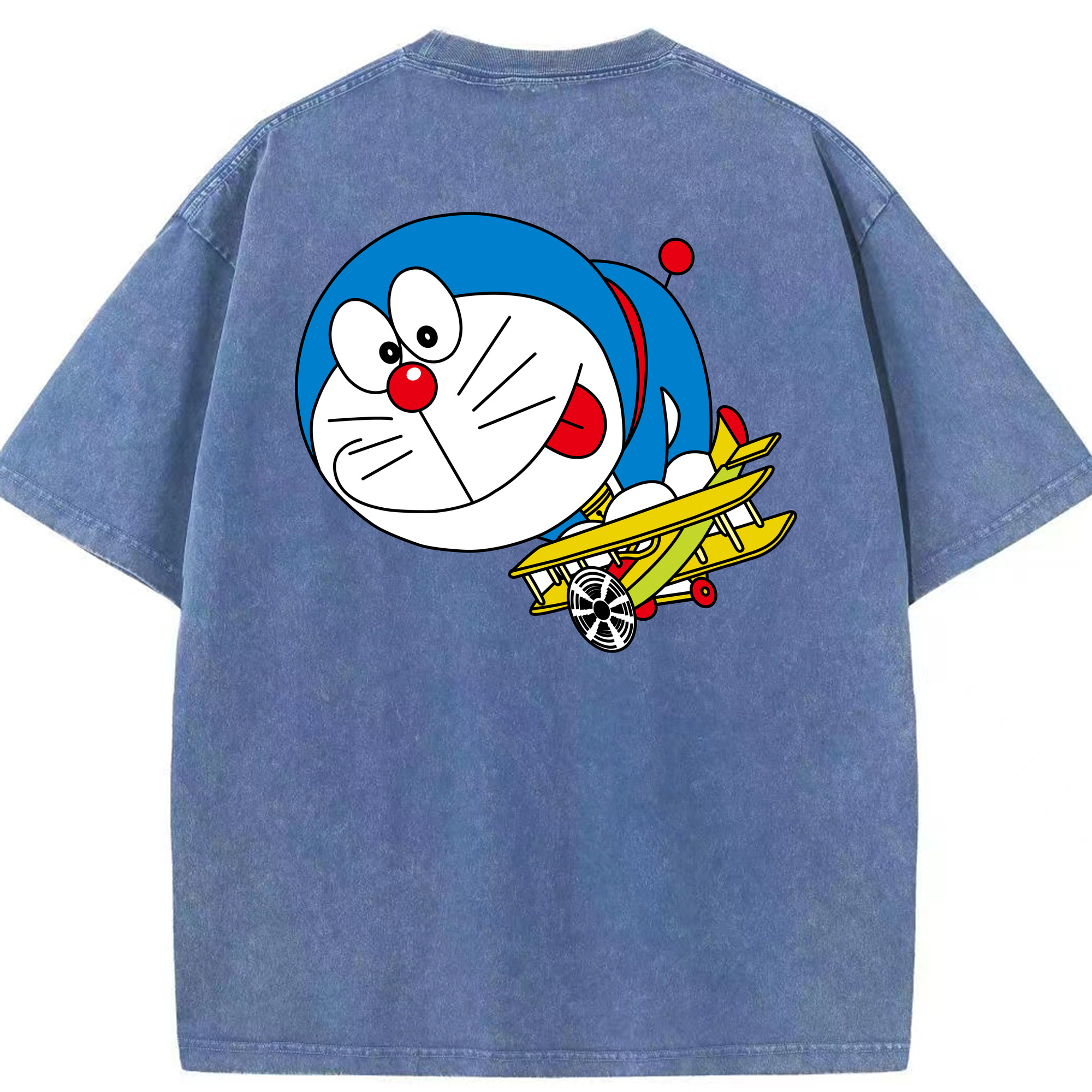 （画像用） ドラえもん Doraemon 綿100% ヴィンテージ風 半袖Tシャツ（背面プリント）