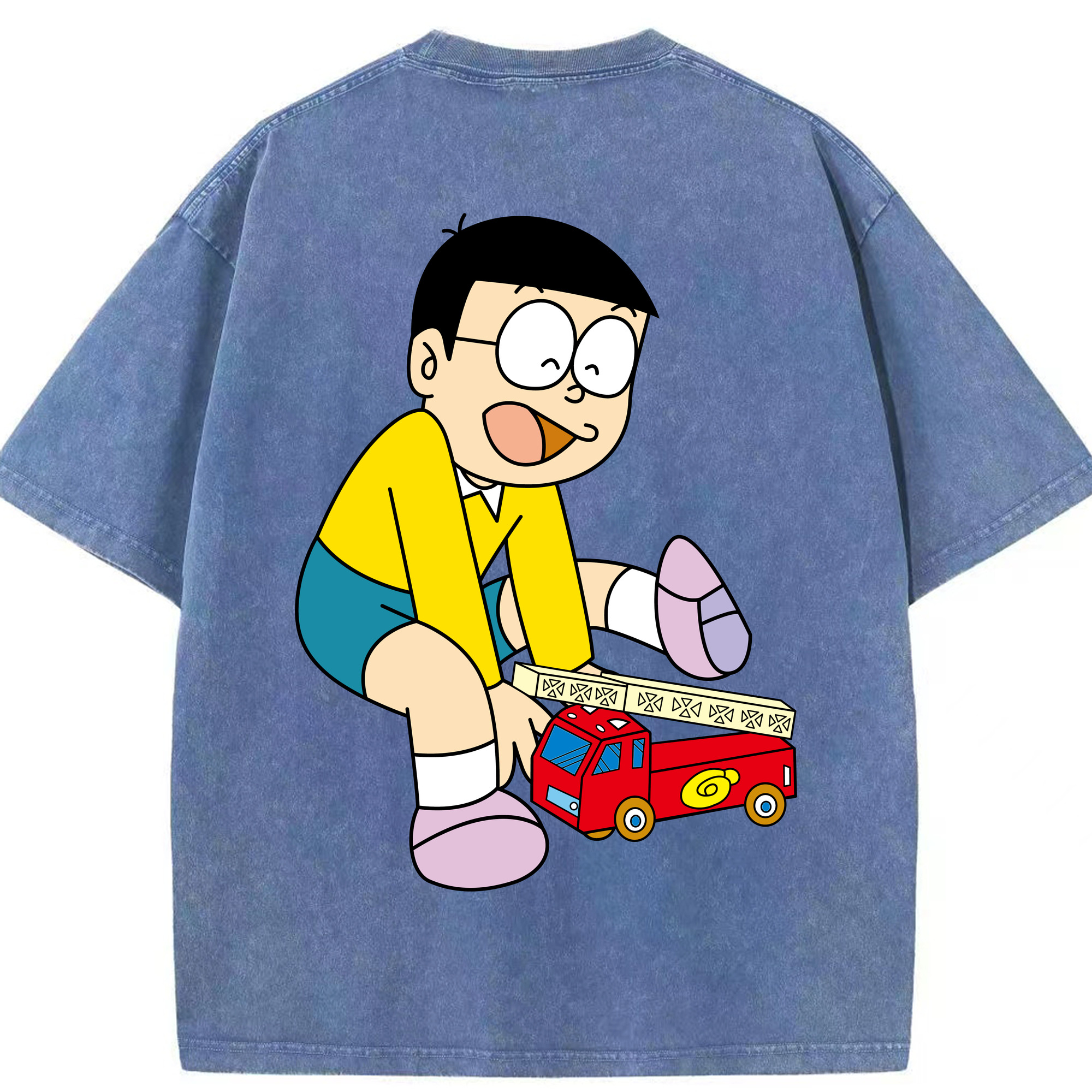 （画像用） ドラえもん 野比 のび太 Doraemon Nobita Nobi 綿100% ヴィンテージ風 半袖Tシャツ（背面プリント）