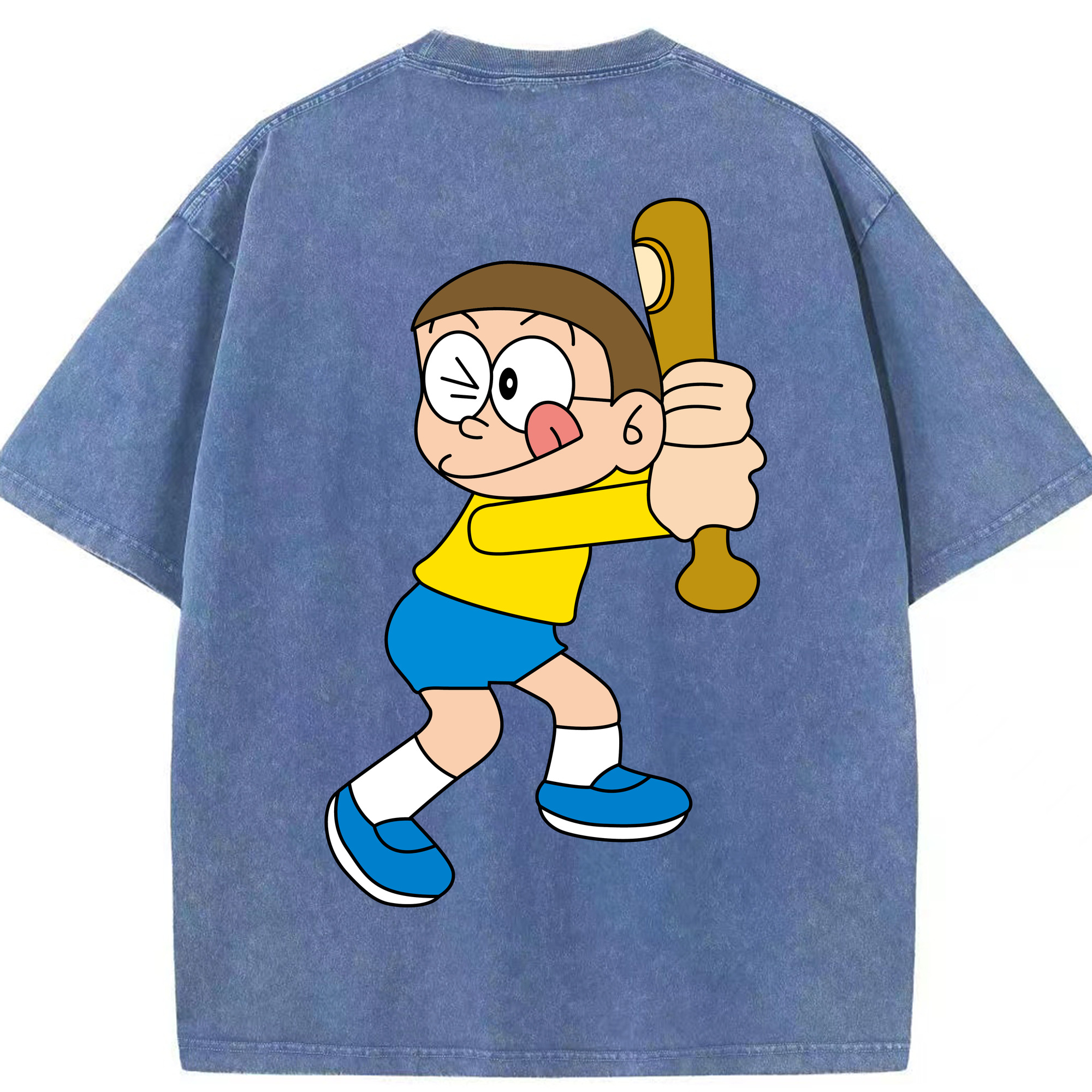 （画像用） ドラえもん 野比 のび太 Doraemon Nobita Nobi 綿100% ヴィンテージ風 半袖Tシャツ（背面プリント）