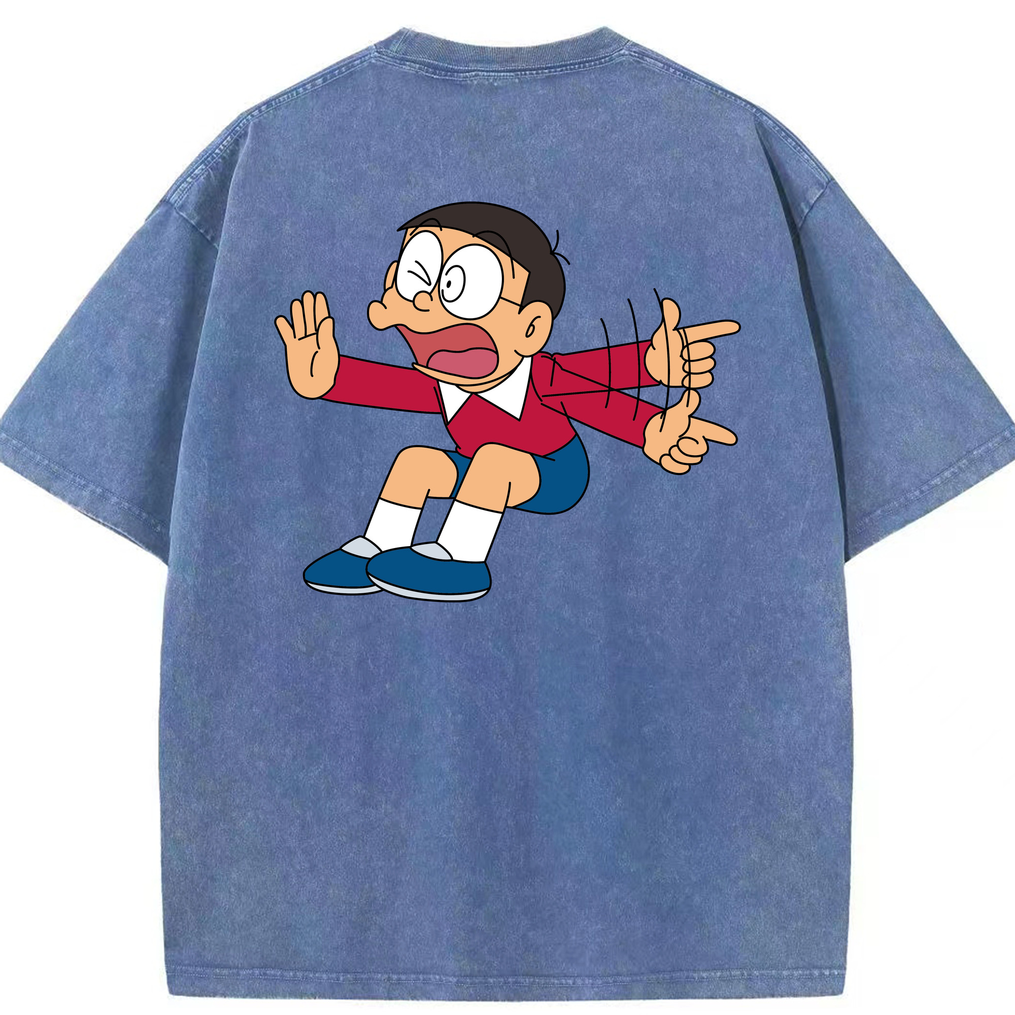 （画像用） ドラえもん 野比 のび太 Doraemon Nobita Nobi 綿100% ヴィンテージ風 半袖Tシャツ（背面プリント）