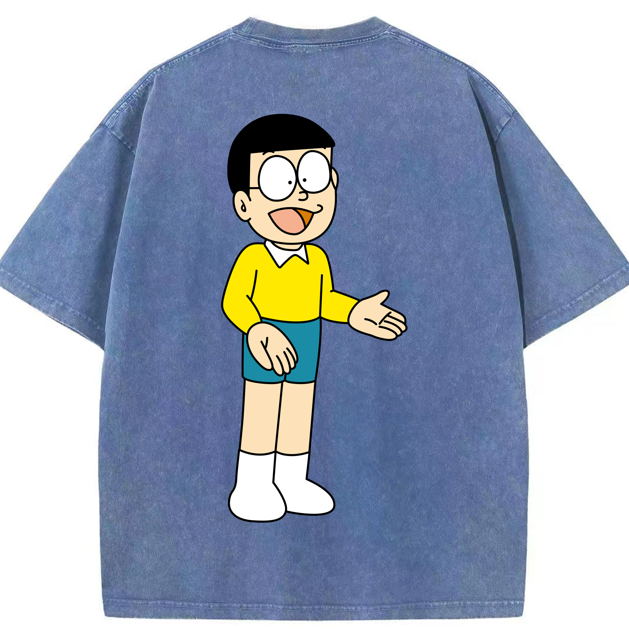 （画像用） ドラえもん 野比 のび太 Doraemon Nobita Nobi 綿100% ヴィンテージ風 半袖Tシャツ（背面プリント）