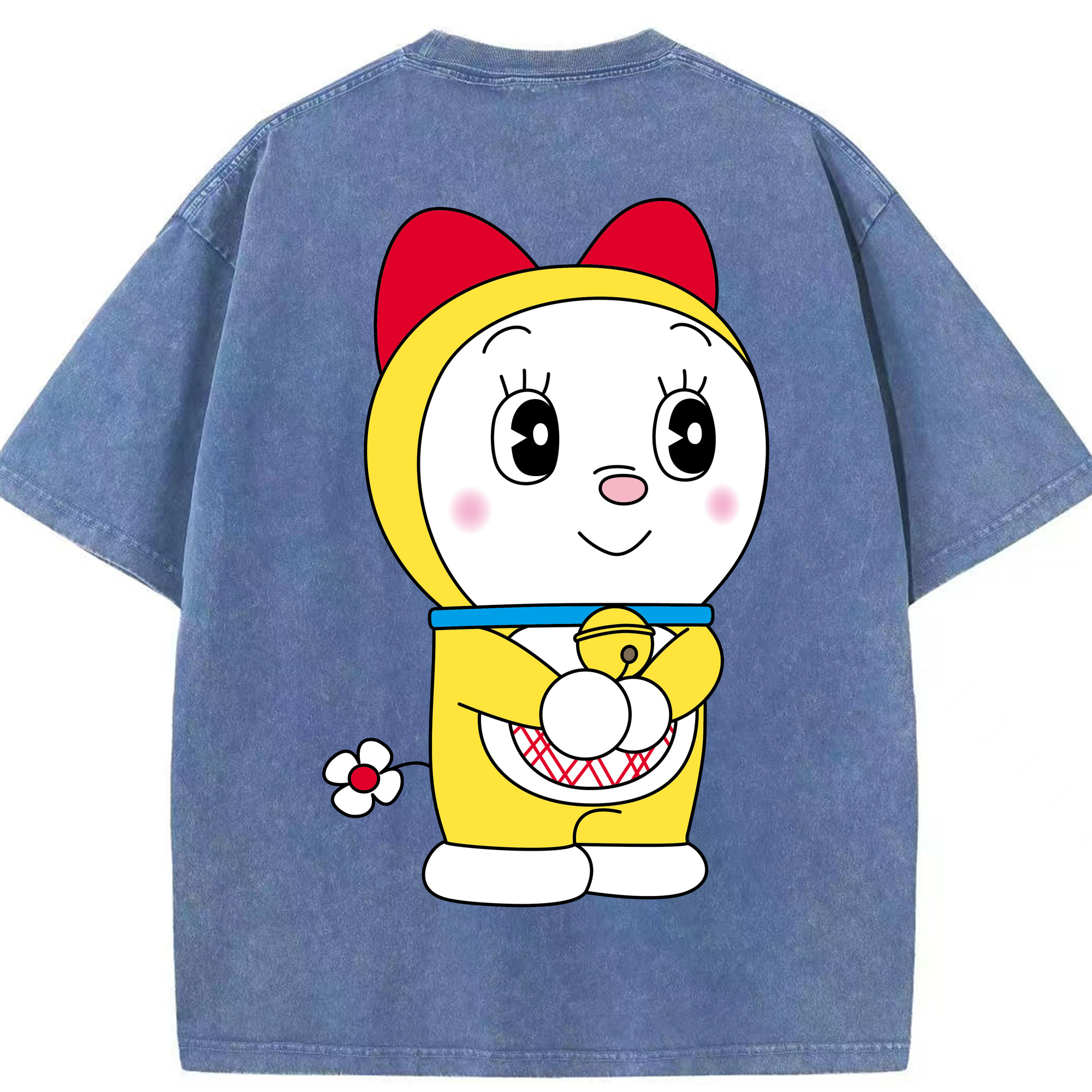 （画像用） ドラえもん ドラミ Doraemon Dorami 綿100% ヴィンテージ風 半袖Tシャツ（背面プリント）