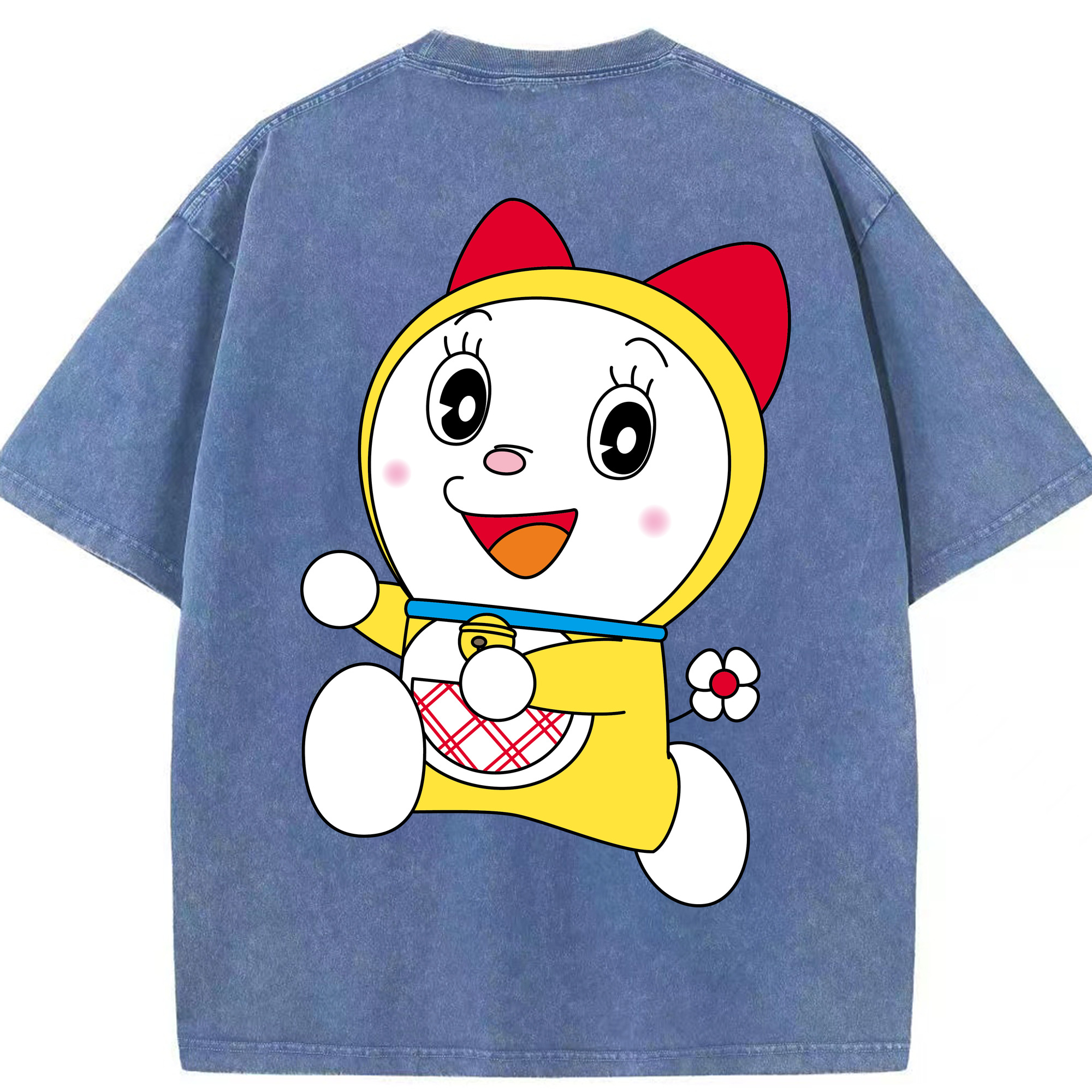 （画像用） ドラえもん ドラミ Doraemon Dorami 綿100% ヴィンテージ風 半袖Tシャツ（背面プリント）