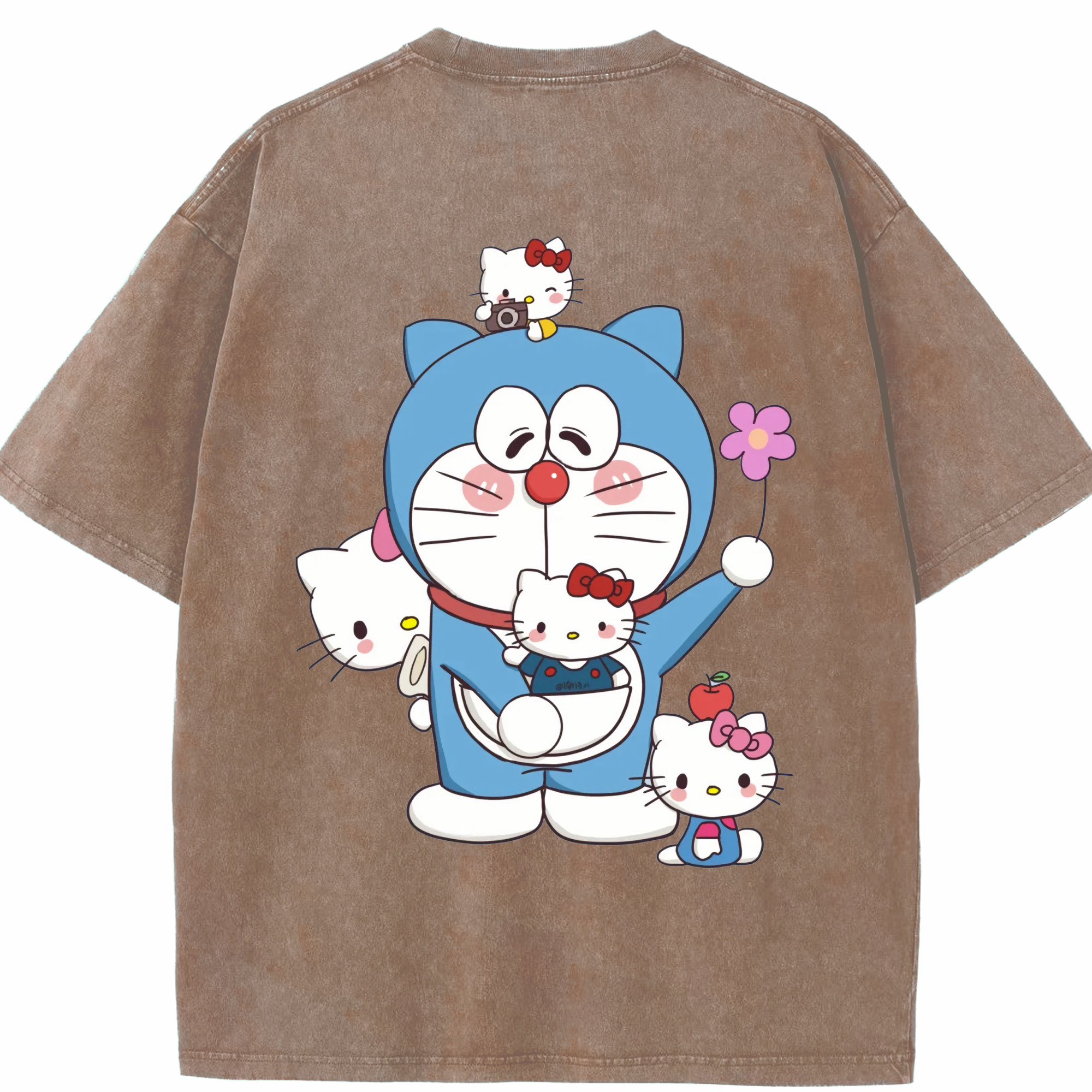 （画像用） ドラえもん Doraemon 綿100% ヴィンテージ風 半袖Tシャツ（背面プリント）