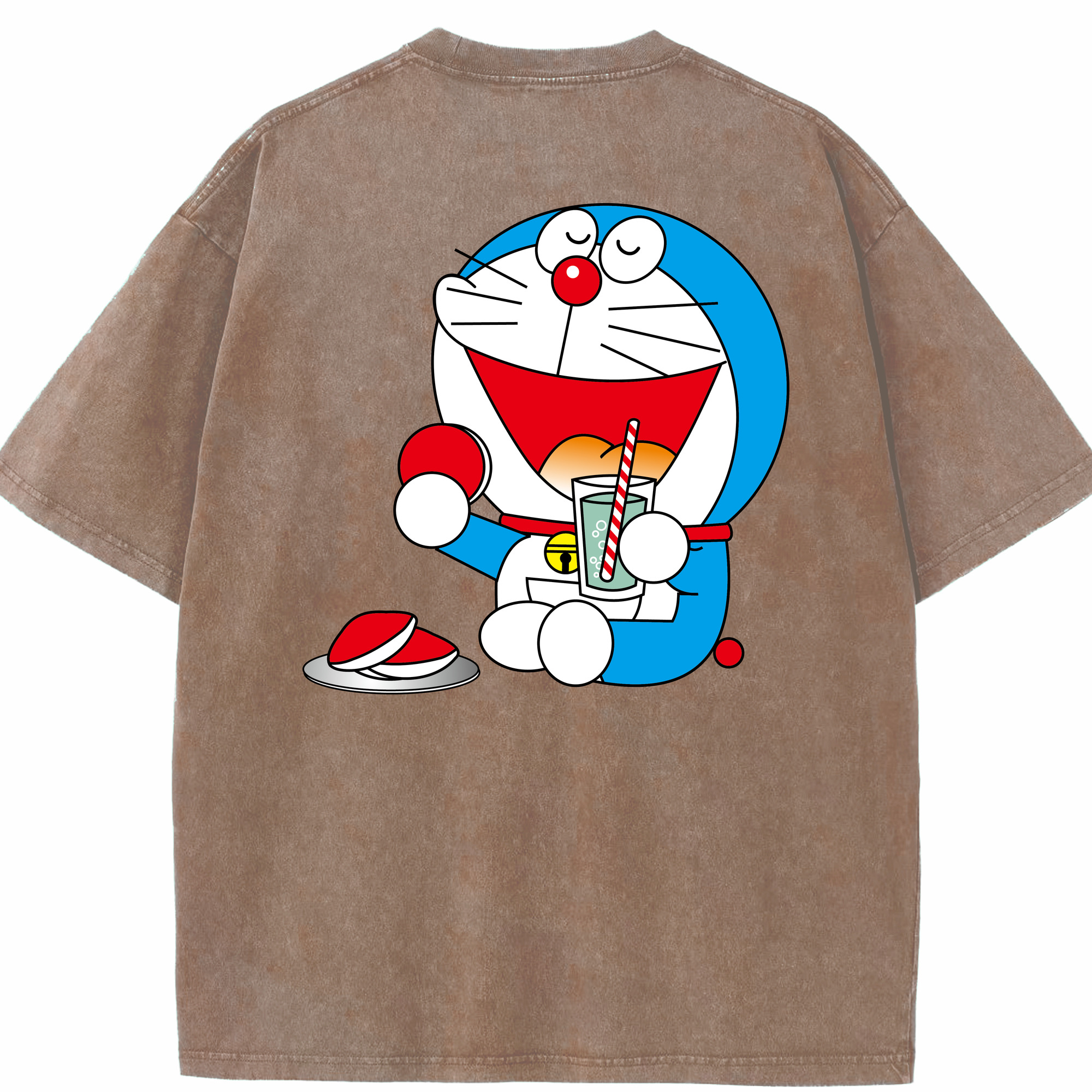 （画像用） ドラえもん Doraemon 綿100% ヴィンテージ風 半袖Tシャツ（背面プリント）