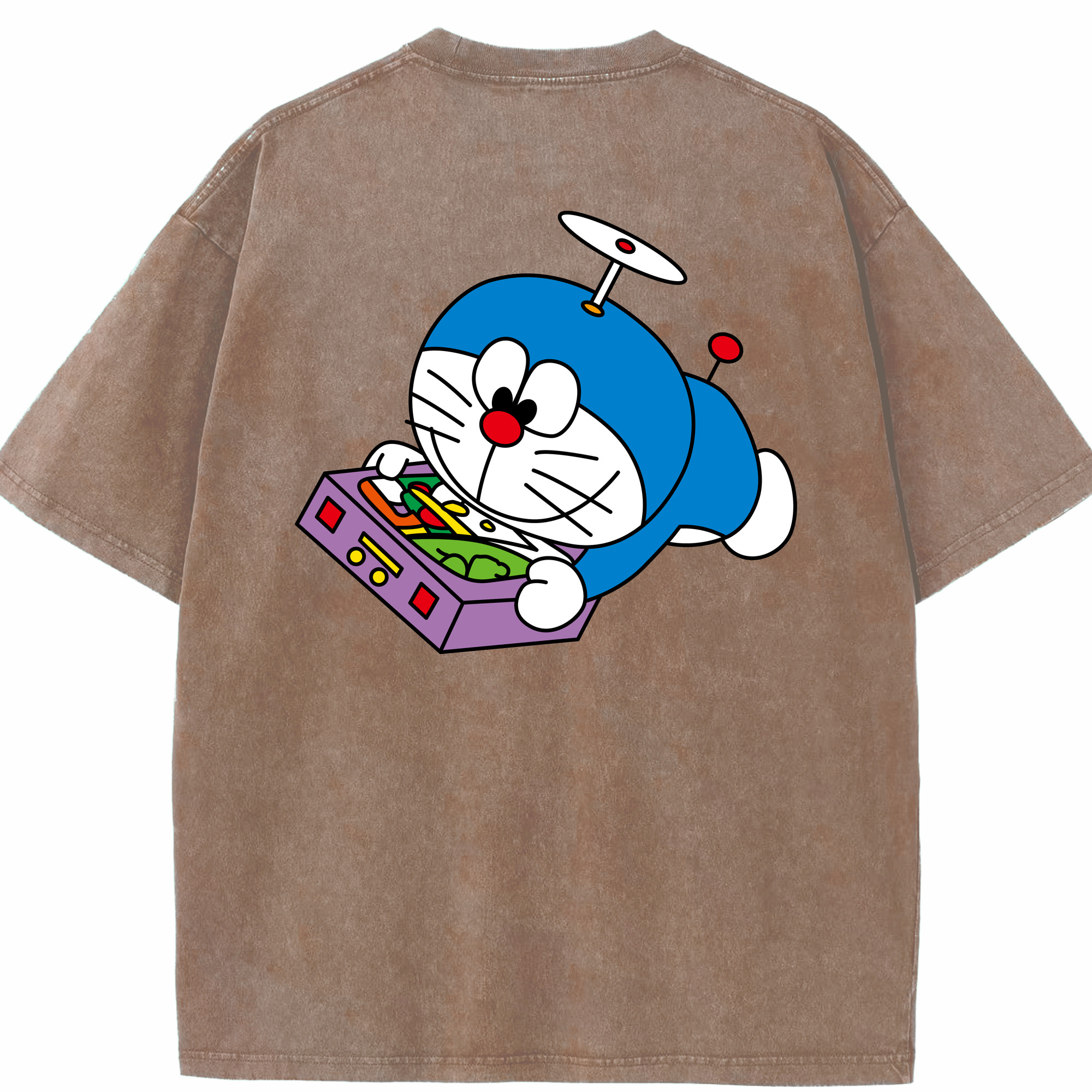 （画像用） ドラえもん Doraemon 綿100% ヴィンテージ風 半袖Tシャツ（背面プリント）