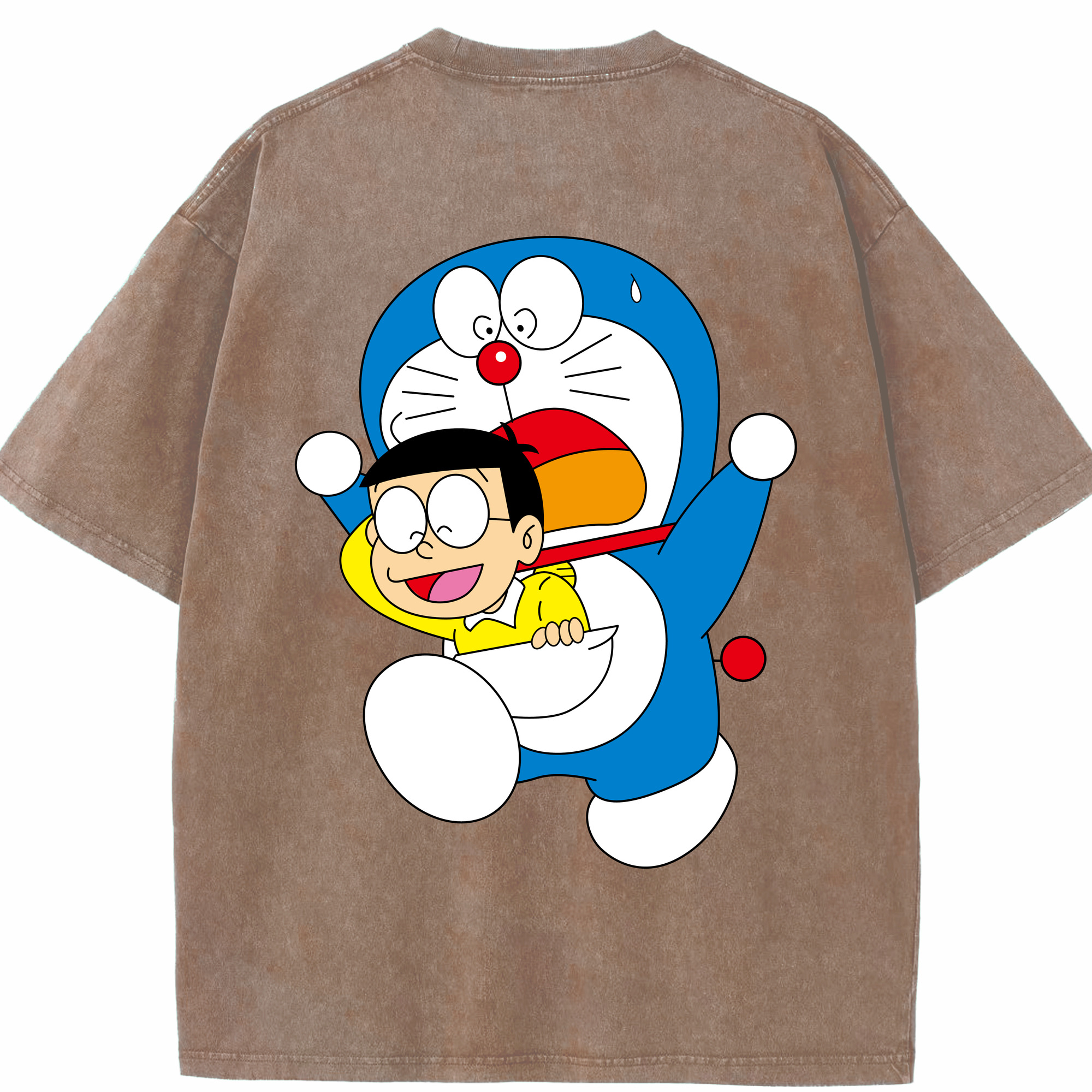 （画像用） ドラえもん Doraemon 綿100% ヴィンテージ風 半袖Tシャツ（背面プリント）