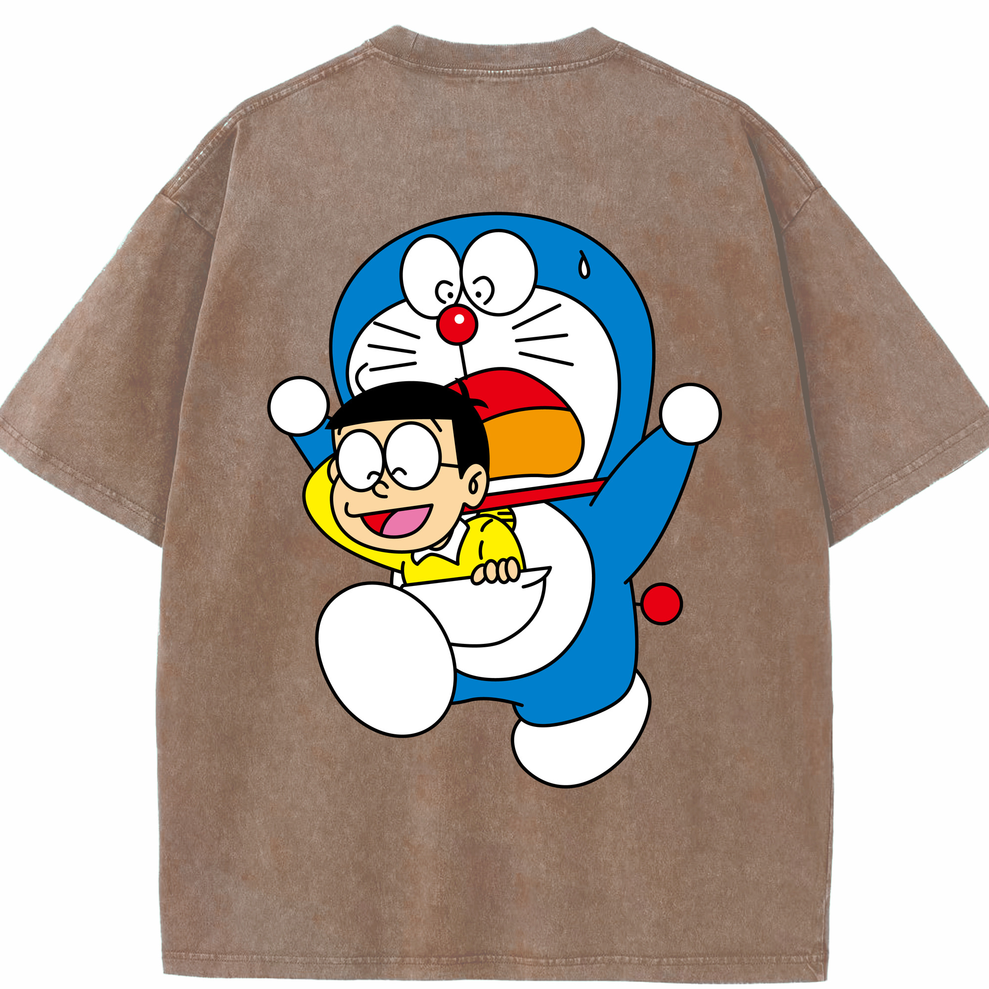 （画像用） ドラえもん Doraemon 綿100% ヴィンテージ風 半袖Tシャツ（背面プリント）