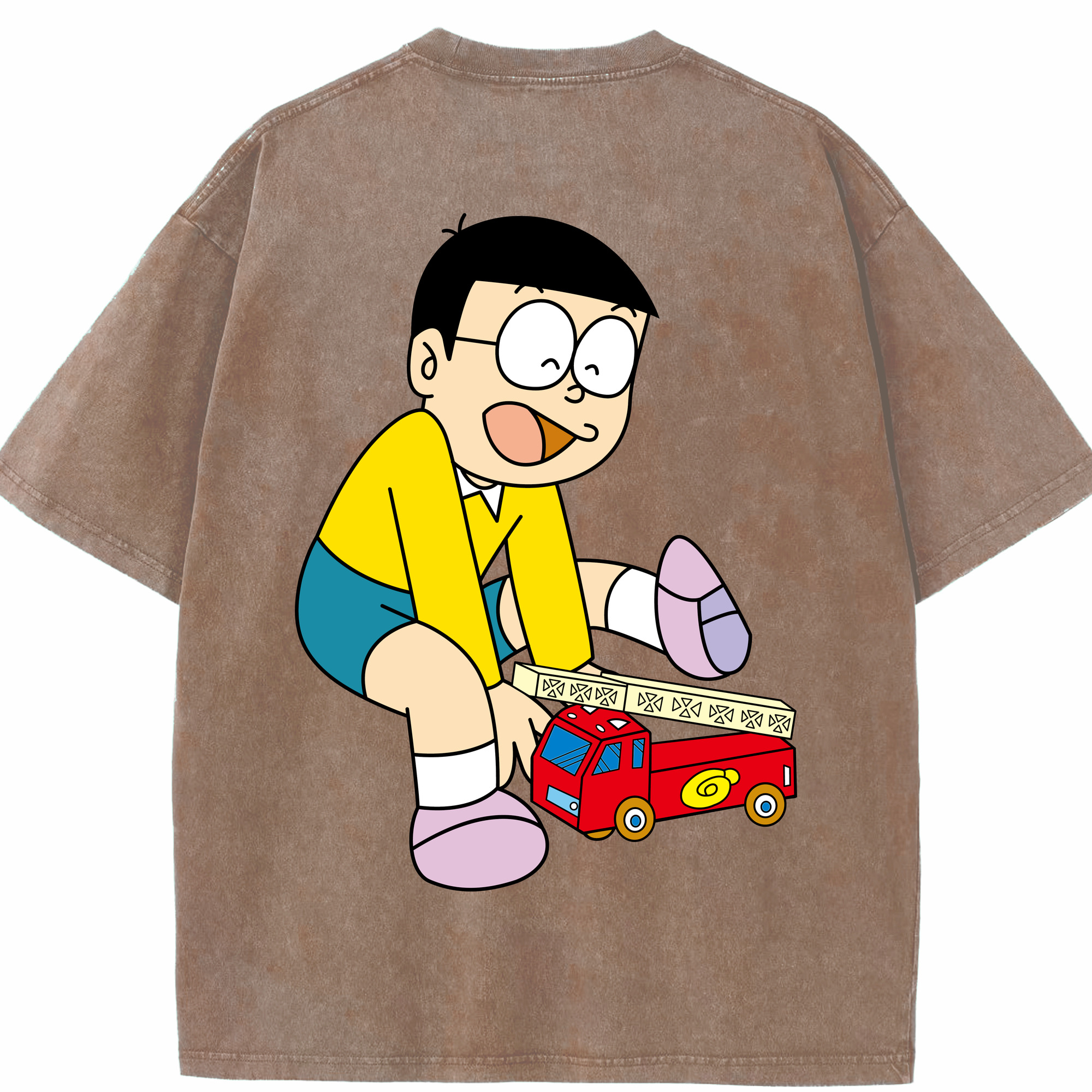 （画像用） ドラえもん 野比 のび太 Doraemon Nobita Nobi 綿100% ヴィンテージ風 半袖Tシャツ（背面プリント）