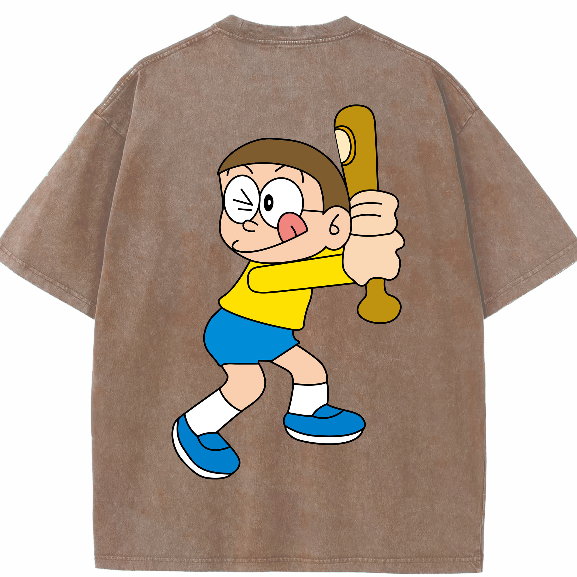 （画像用） ドラえもん 野比 のび太 Doraemon Nobita Nobi 綿100% ヴィンテージ風 半袖Tシャツ（背面プリント）