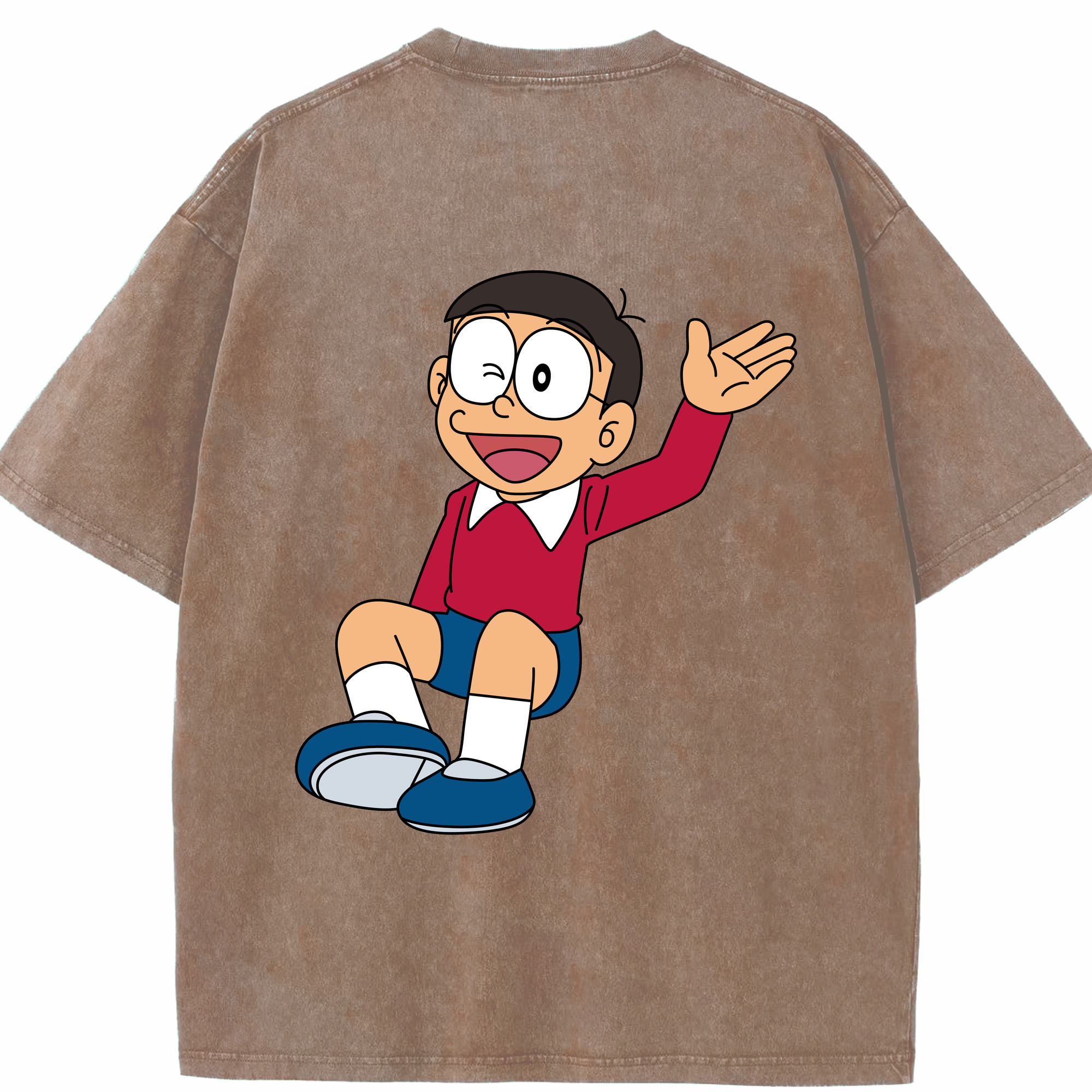 （画像用） ドラえもん 野比 のび太 Doraemon Nobita Nobi 綿100% ヴィンテージ風 半袖Tシャツ（背面プリント）