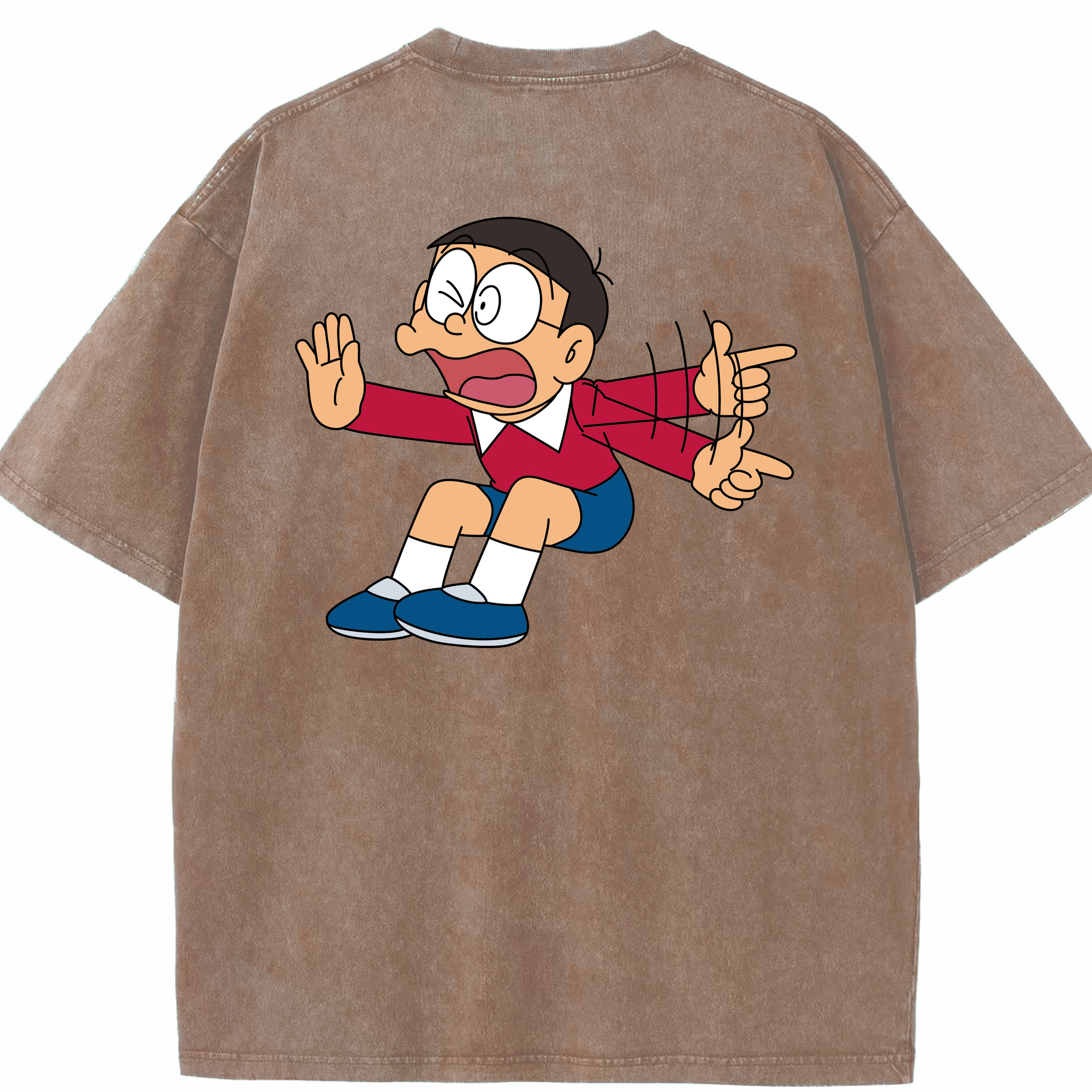 （画像用） ドラえもん 野比 のび太 Doraemon Nobita Nobi 綿100% ヴィンテージ風 半袖Tシャツ（背面プリント）