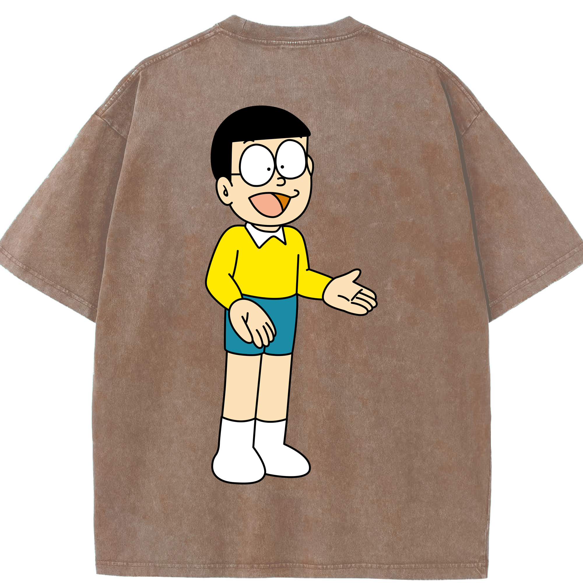 （画像用） ドラえもん 野比 のび太 Doraemon Nobita Nobi 綿100% ヴィンテージ風 半袖Tシャツ（背面プリント）