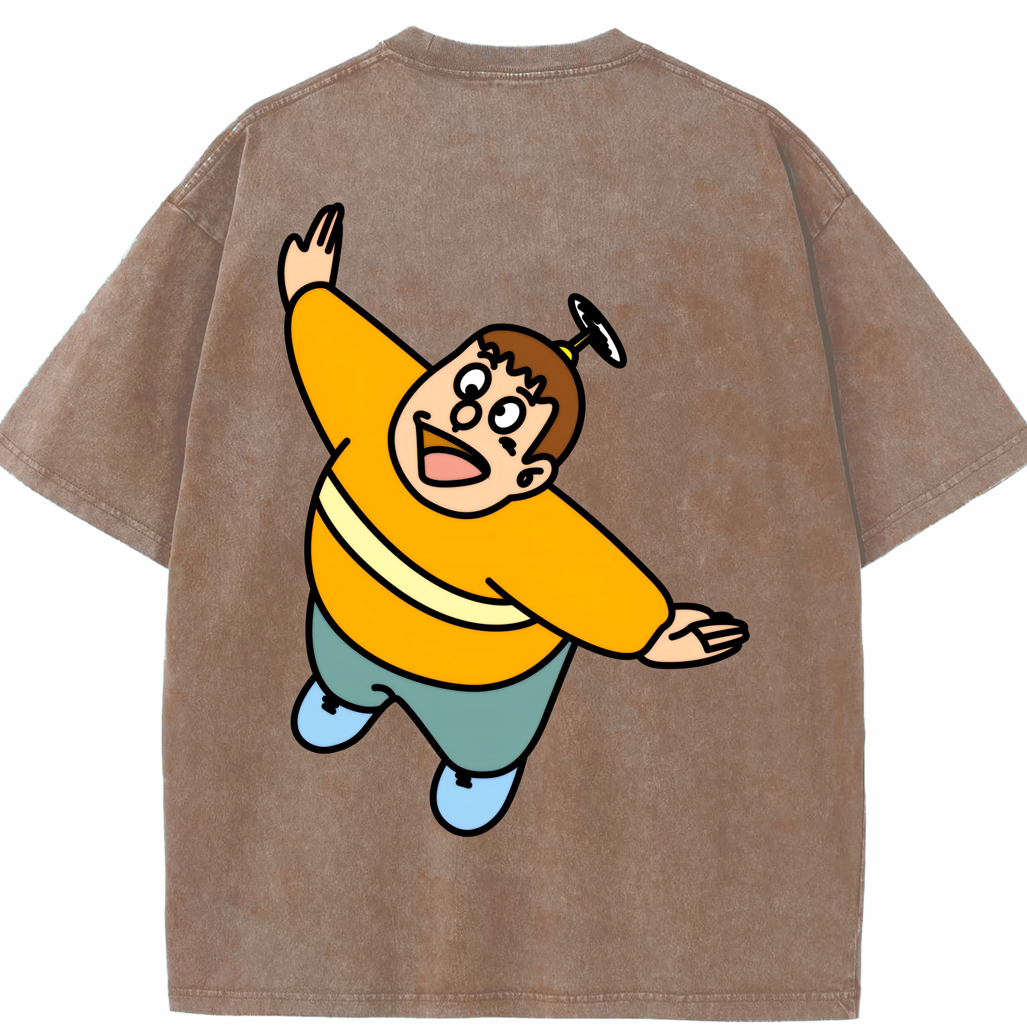 （画像用） ドラえもん 剛田武 Doraemon Gouta Takeshi 綿100% ヴィンテージ風 半袖Tシャツ（背面プリント）