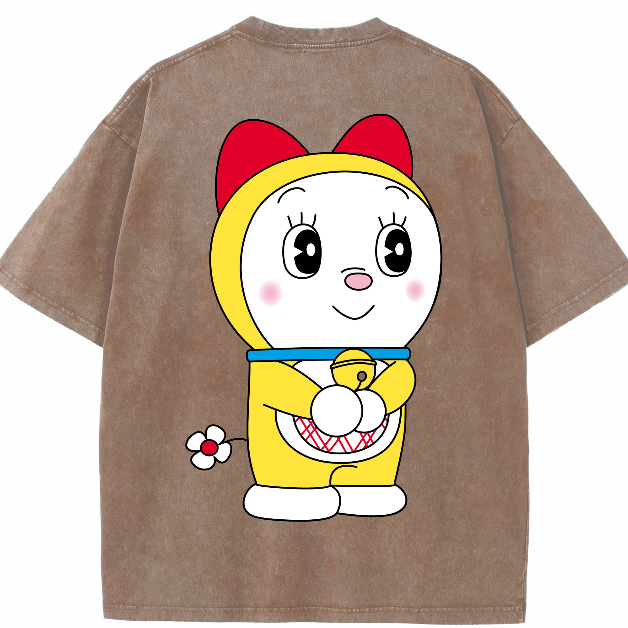 （画像用） ドラえもん ドラミ Doraemon Dorami 綿100% ヴィンテージ風 半袖Tシャツ（背面プリント）