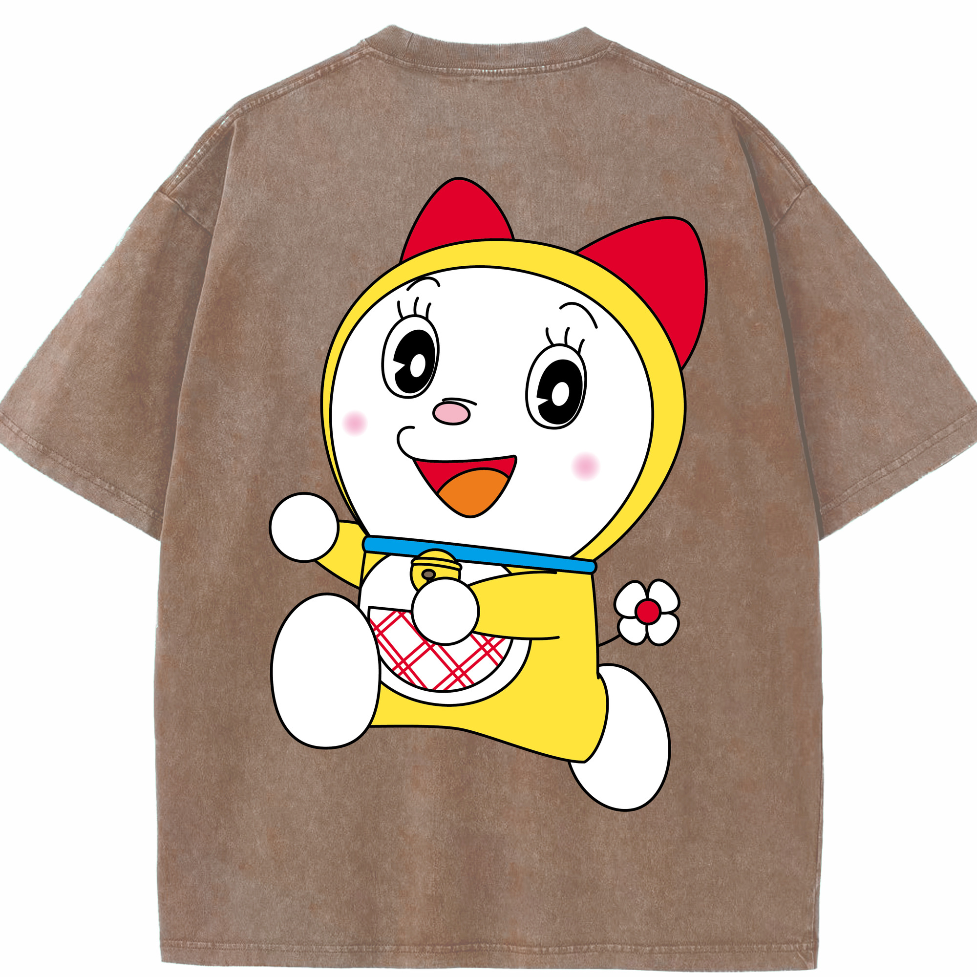 （画像用） ドラえもん ドラミ Doraemon Dorami 綿100% ヴィンテージ風 半袖Tシャツ（背面プリント）