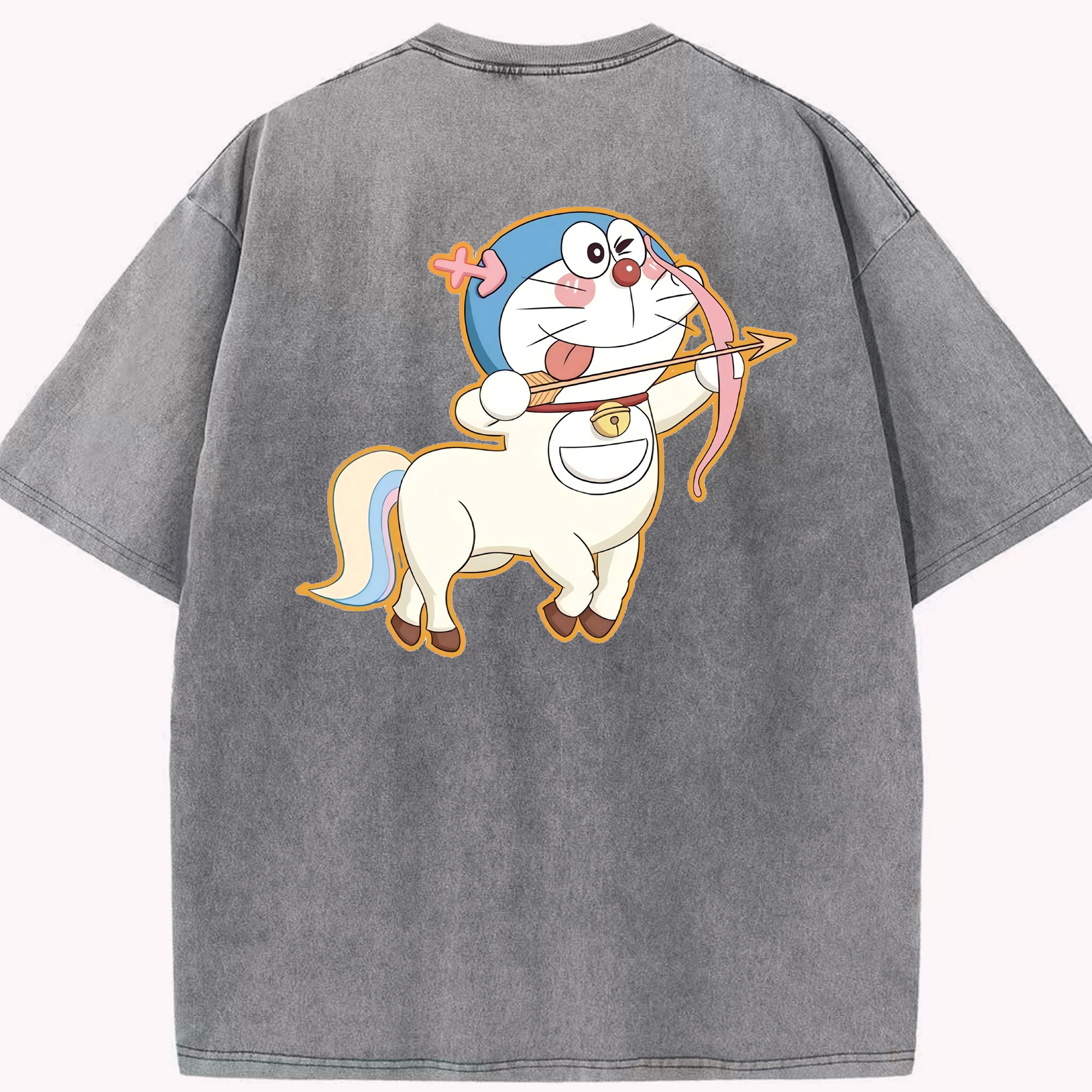 （画像用） ドラえもん Doraemon 綿100% ヴィンテージ風 半袖Tシャツ（背面プリント）