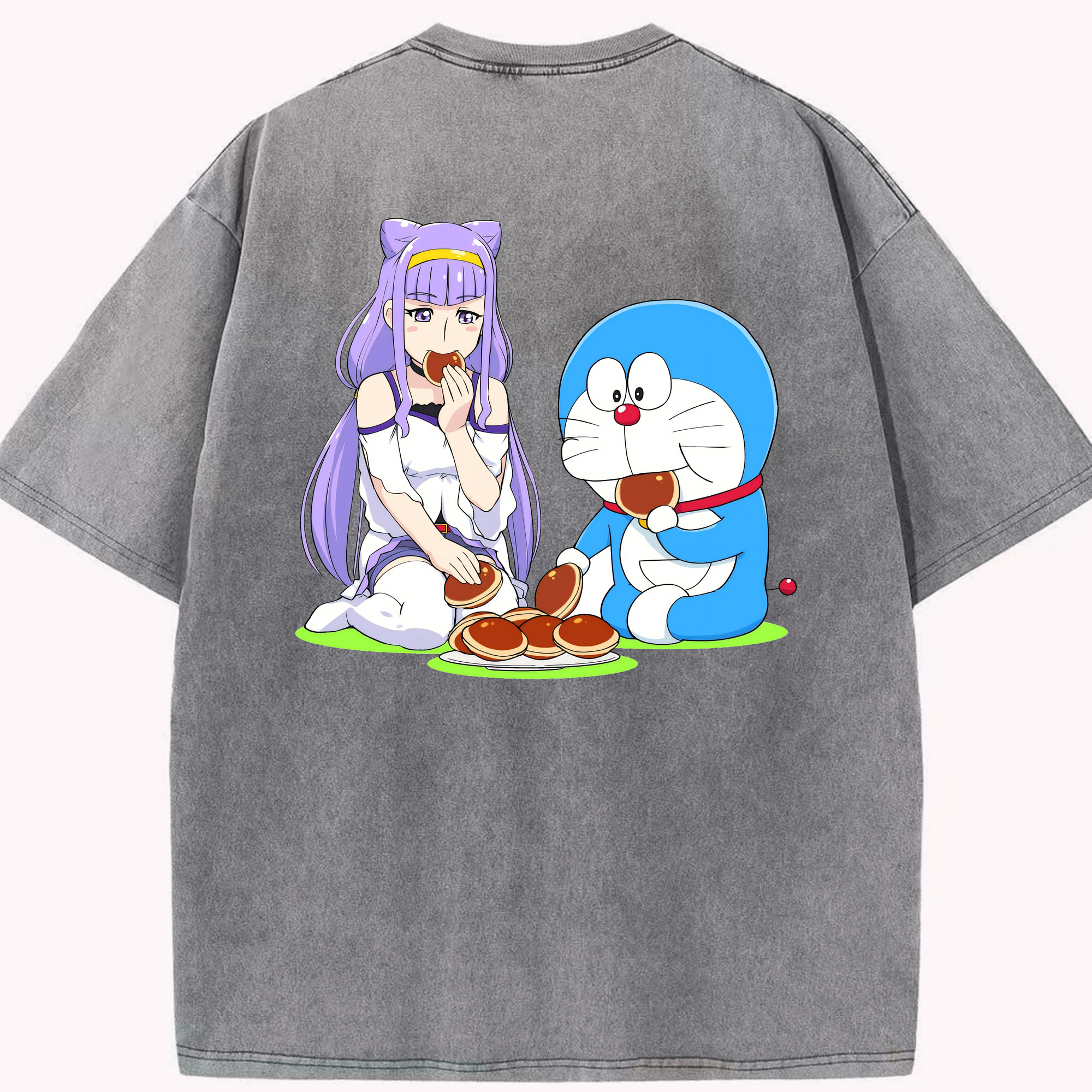 （画像用） ドラえもん Doraemon 綿100% ヴィンテージ風 半袖Tシャツ（背面プリント）