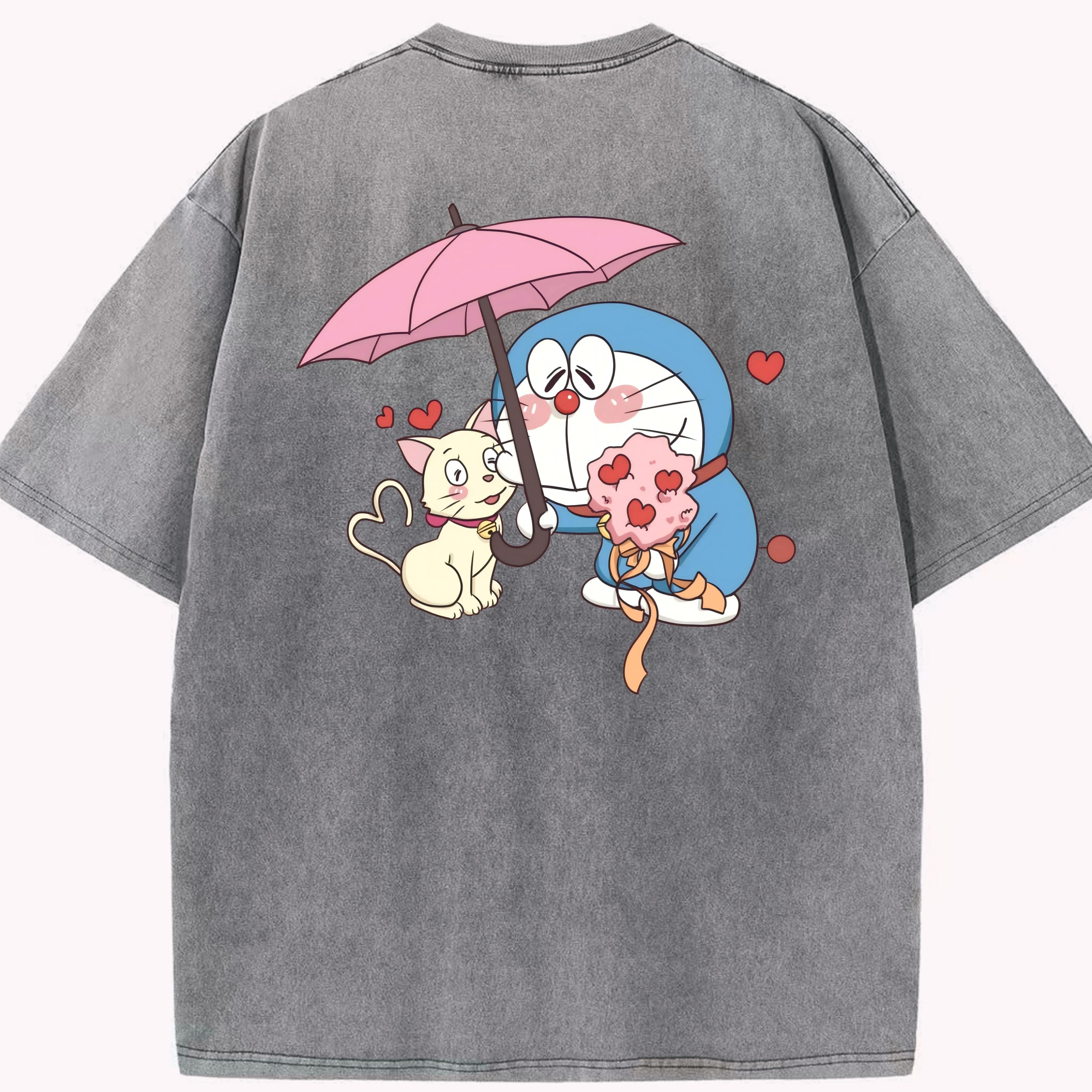 （画像用） ドラえもん Doraemon 綿100% ヴィンテージ風 半袖Tシャツ（背面プリント）