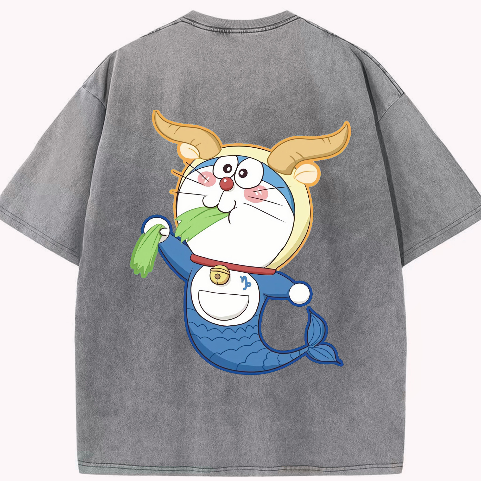 （画像用） ドラえもん Doraemon 綿100% ヴィンテージ風 半袖Tシャツ（背面プリント）